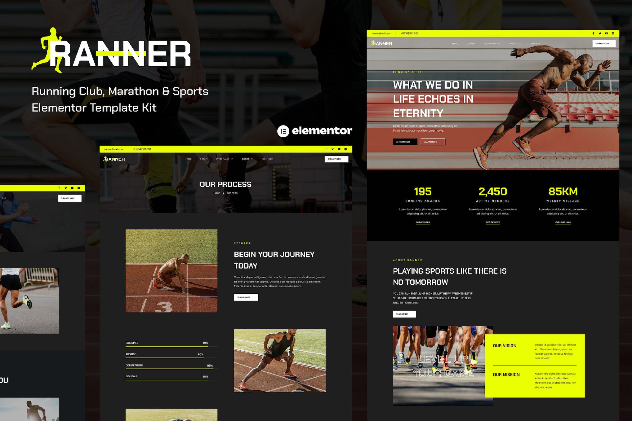 Ranner - Marathon Running Club & Sports Elementor Template Kit template kit cover image