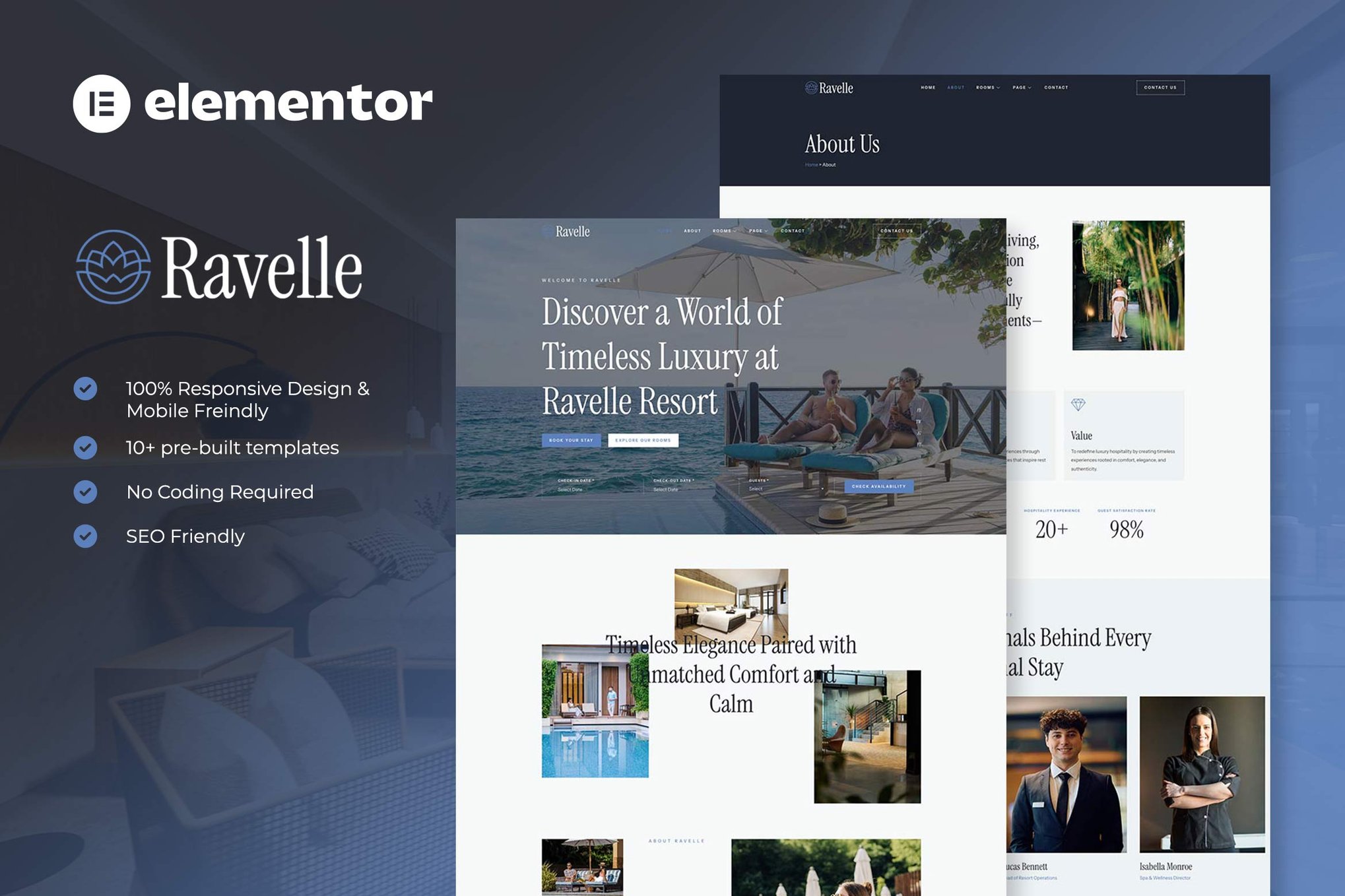 Ravelle - Luxury Hotel & Resort Elementor Template Kit template kit cover image