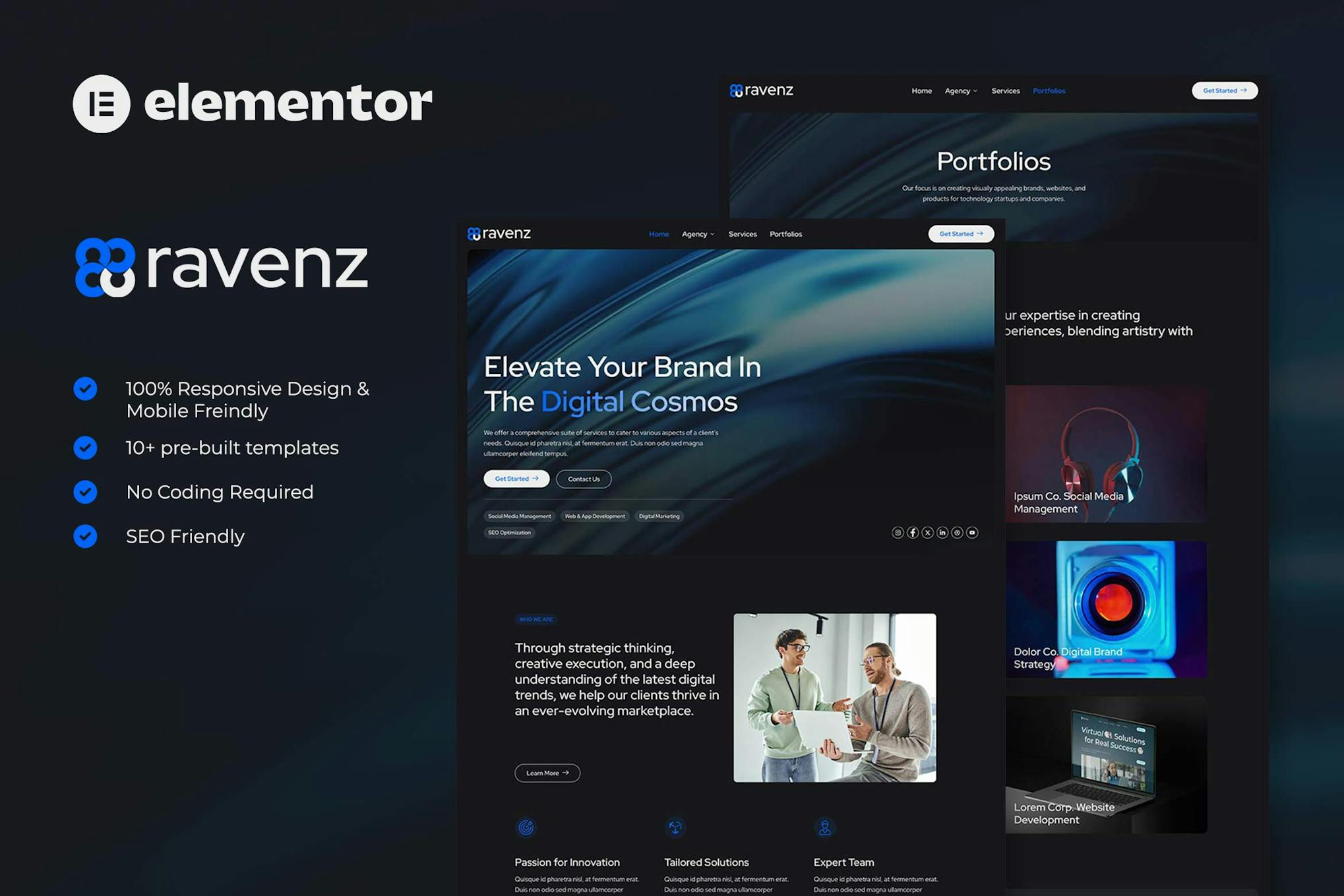 Ravenz - Creative Digital Agency Elementor Template Kit template kit cover image