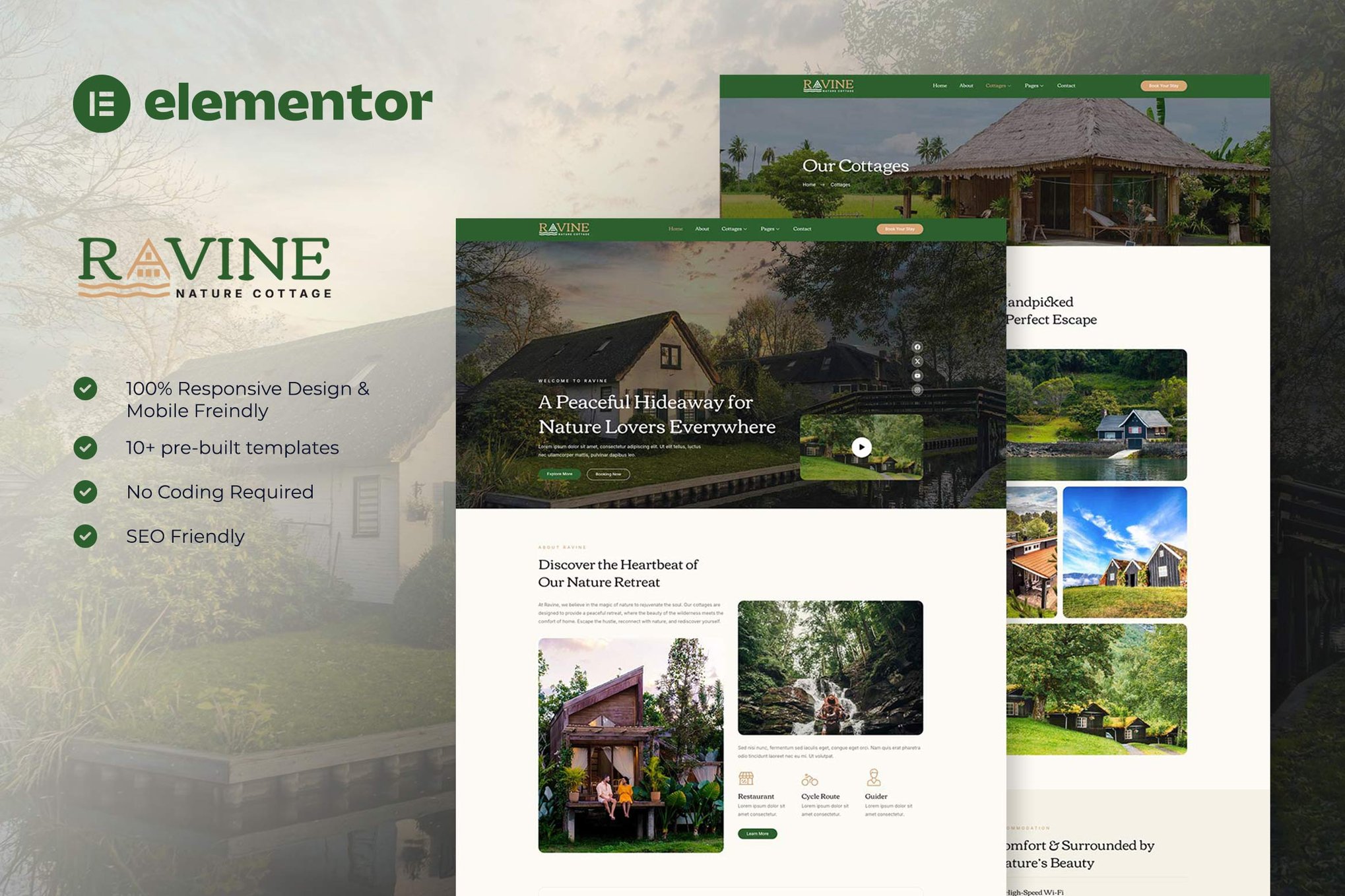 Ravine - Nature Cottage Elementor Template Kit template kit cover image
