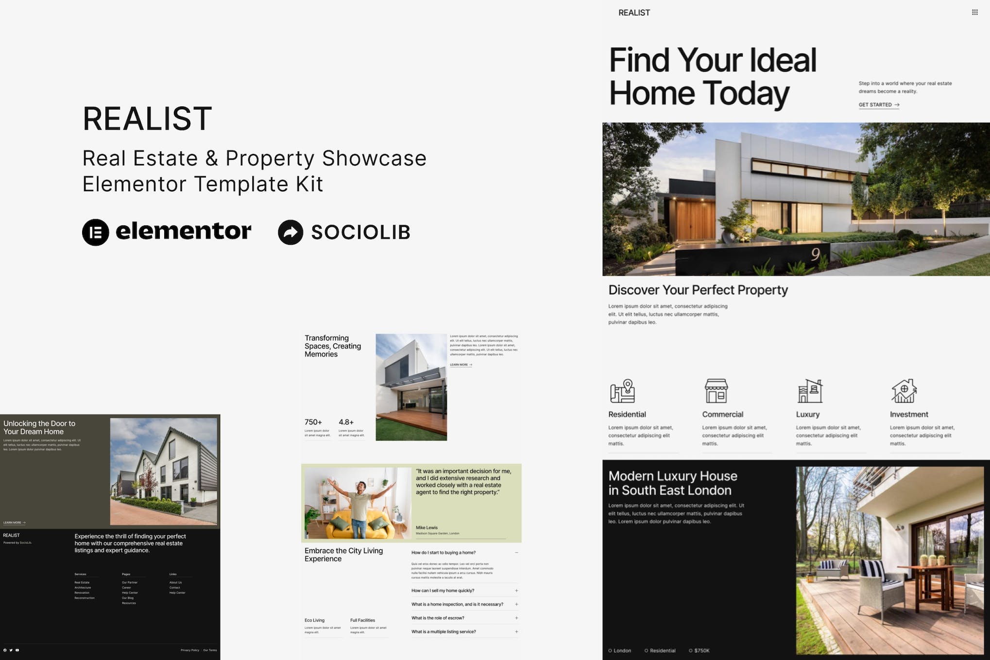 Realist - Real Estate & Property Showcase Elementor Template Kit template kit cover image