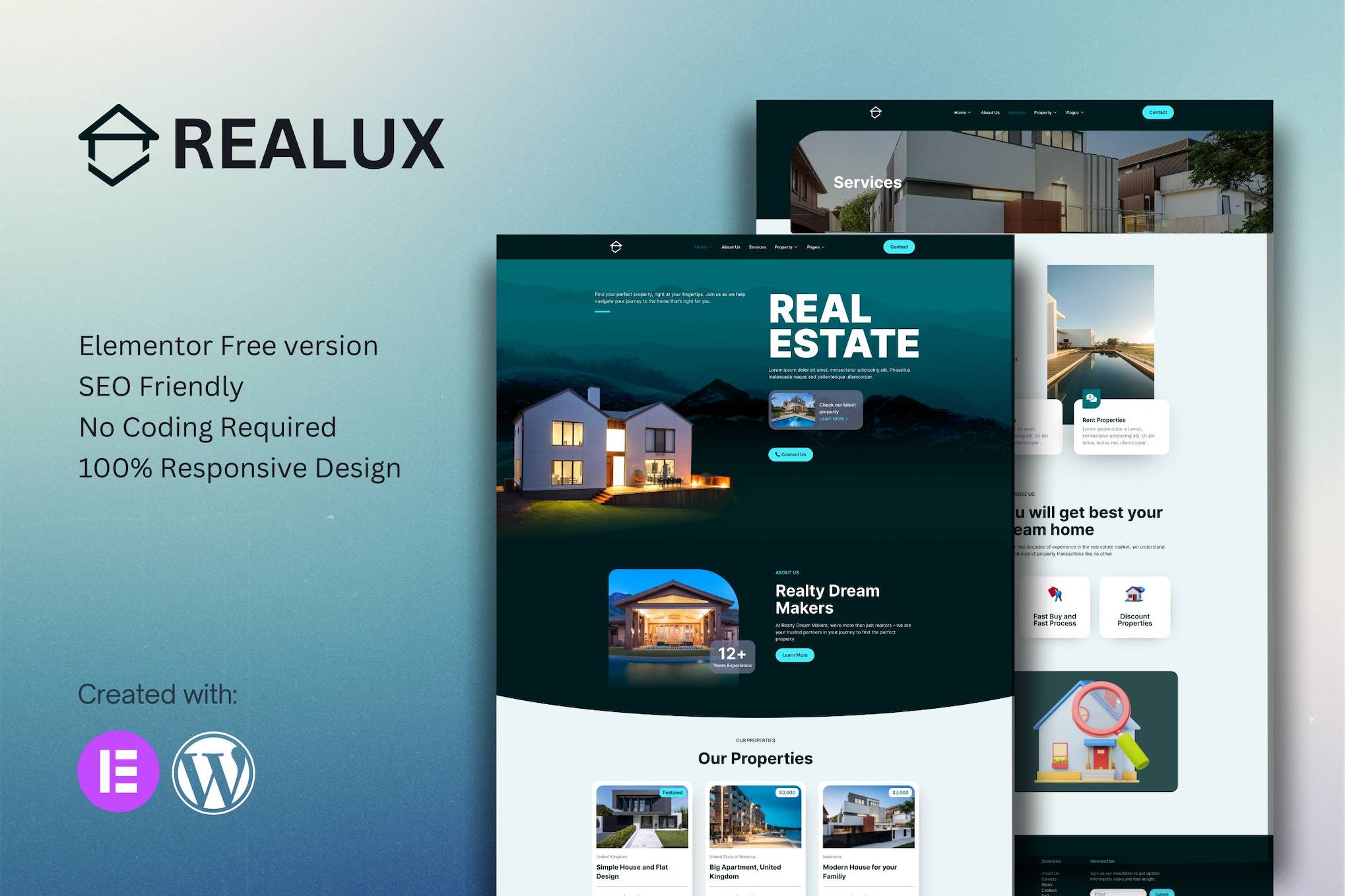 Realux - Real Estate Elementor Template Kit template kit cover image