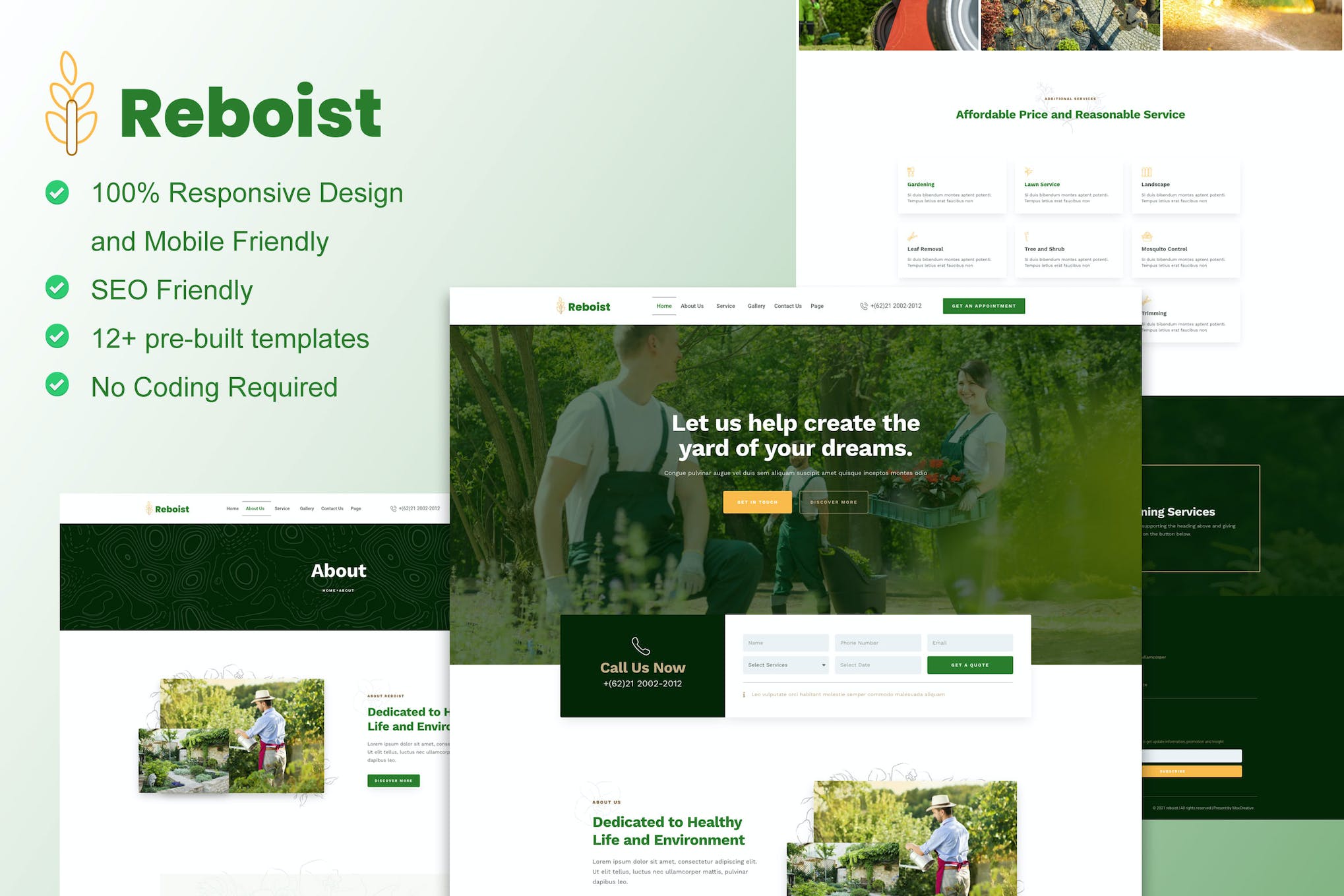Reboist - Landscape & Gardening Elementor Template Kit template kit cover image