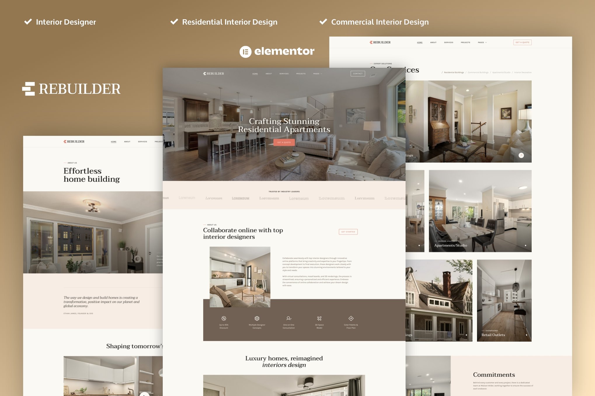 Rebuilder - Architecture & Interior Design Elementor Pro Template Kit template kit cover image