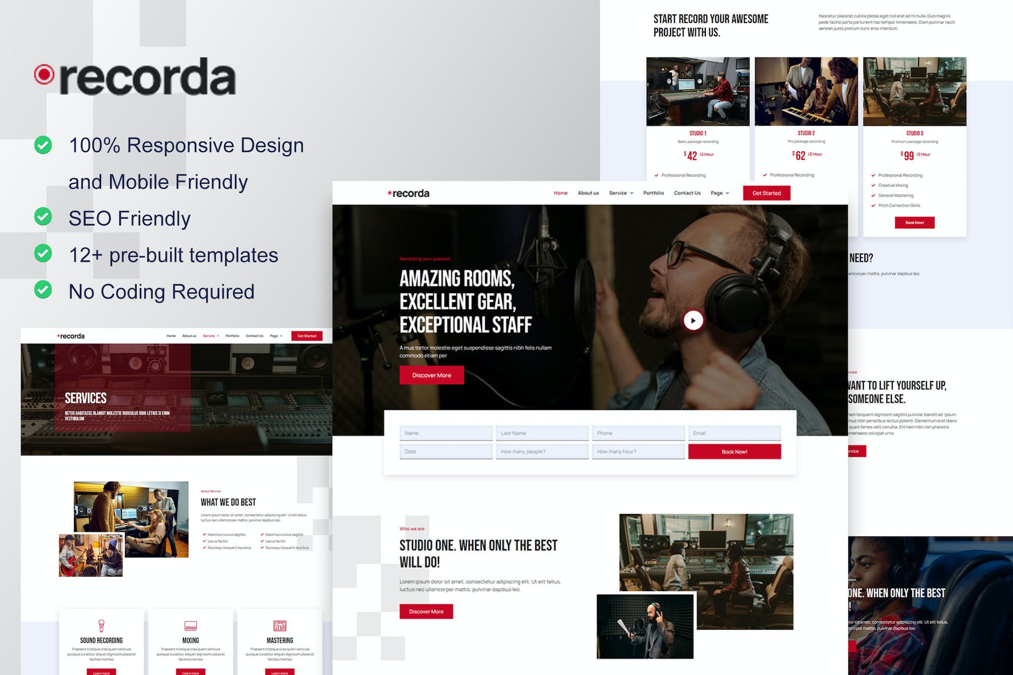 Recorda - Recording & Music Studio Elementor Template Kit template kit cover image