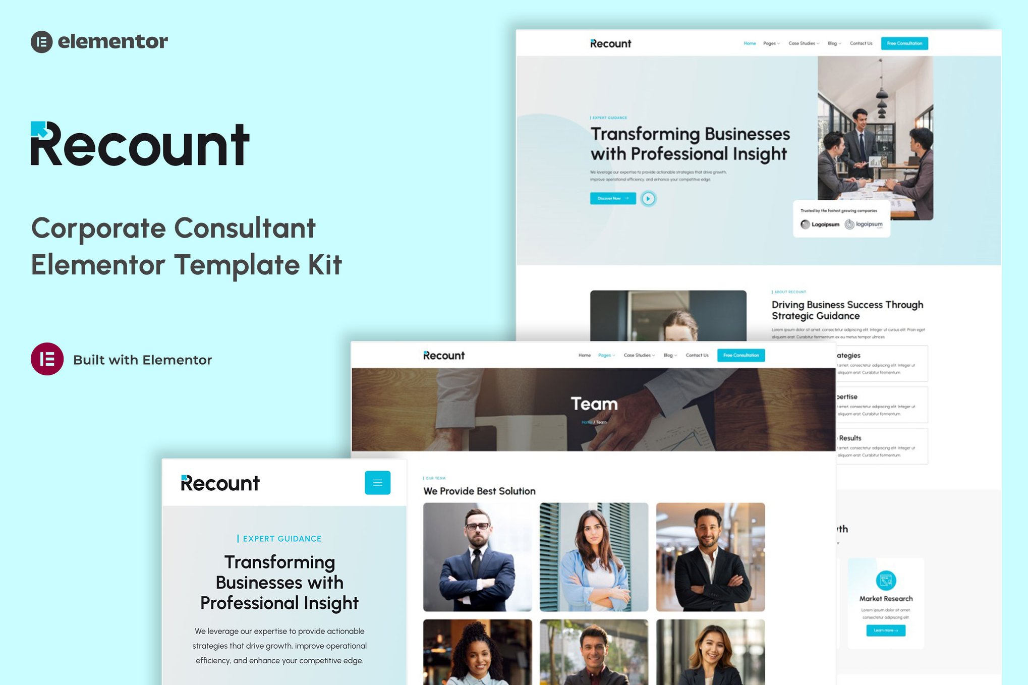 Recount - Corporate Consultant Elementor Template Kit template kit cover image