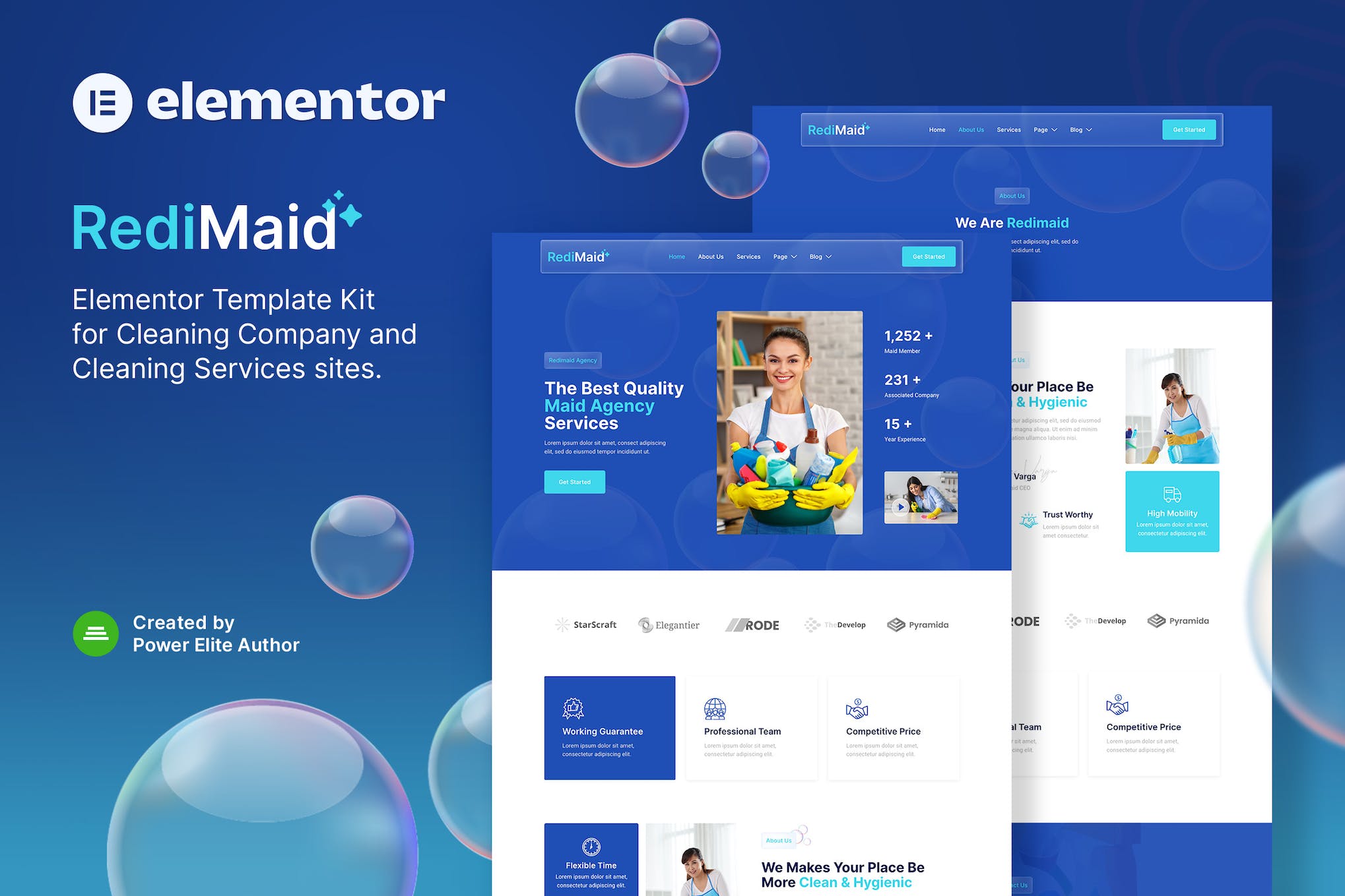 Redimaid - Cleaning & Maid Service Agency Elementor Template Kit template kit cover image