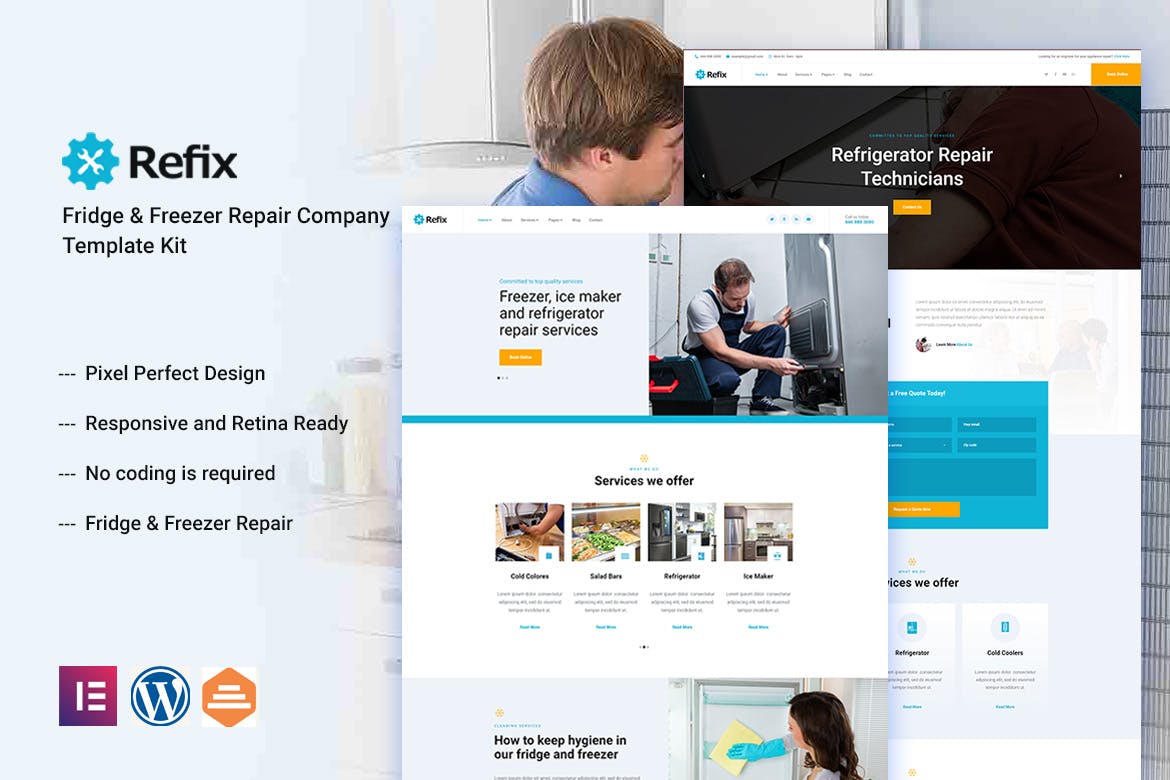 Refix - Appliance Repair Company Elementor Template Kit template kit cover image