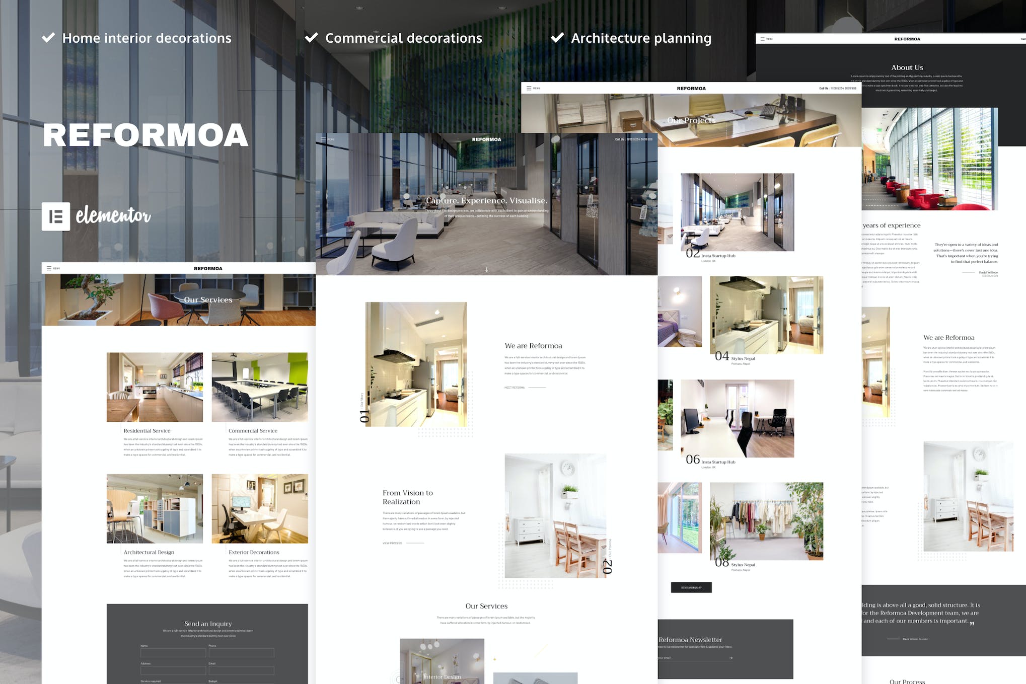 Reformoa - Architecture & Interior Design Elementor Template Kit template kit cover image