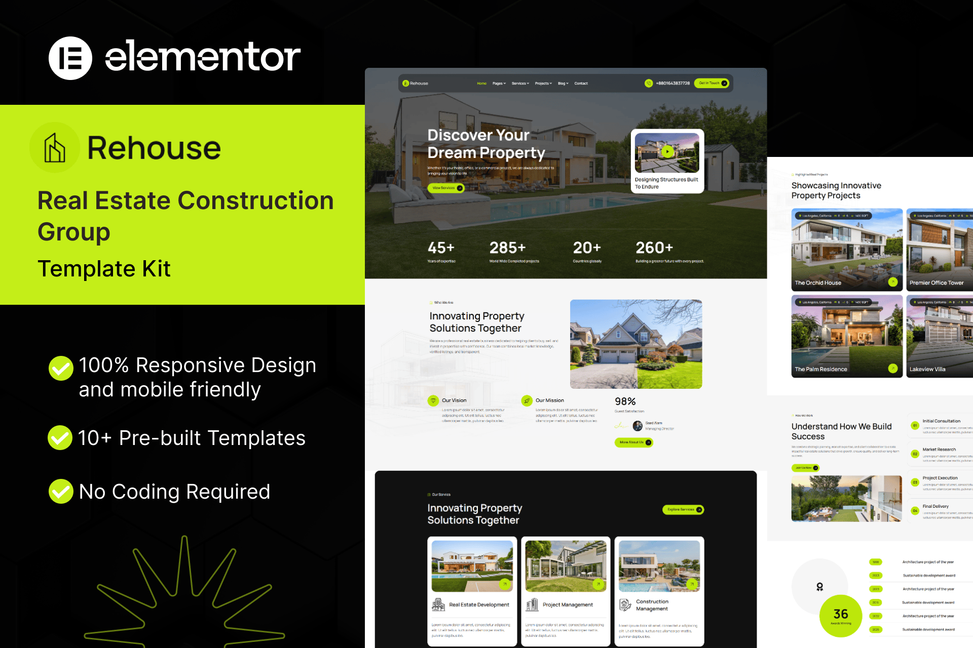 Rehouse - Real Estate & Construction Group Elementor Template Kit template kit cover image
