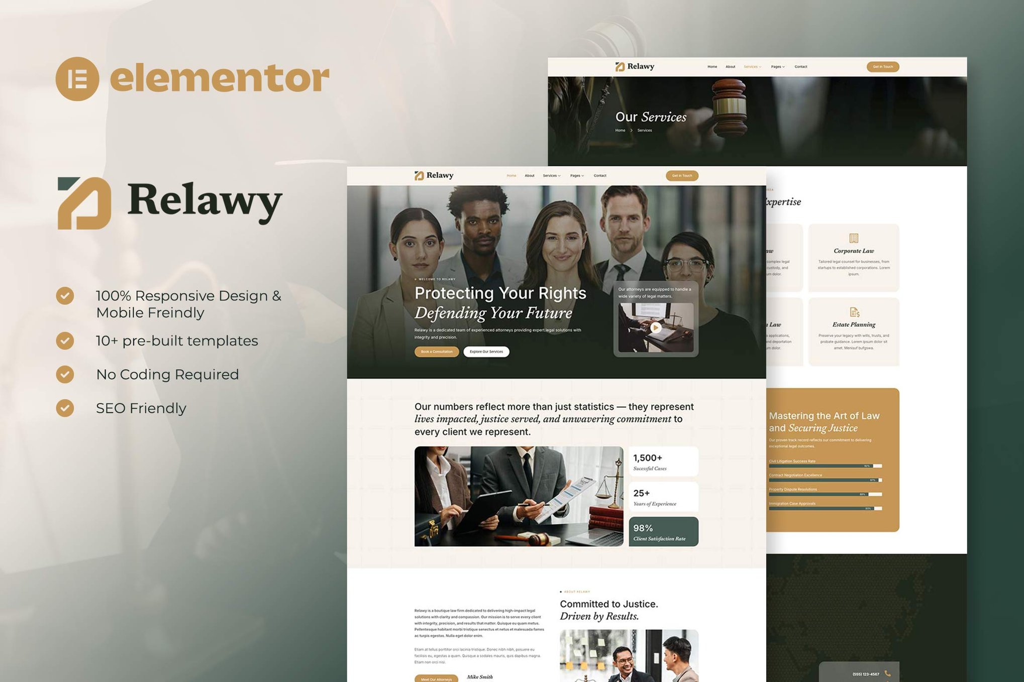Relawy - Law Firm & Attorney Elementor Template Kit template kit cover image