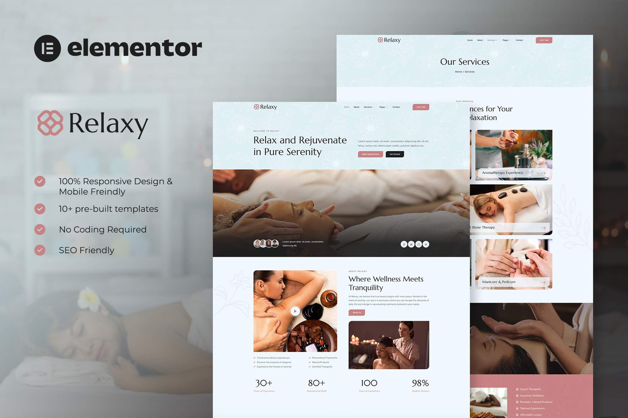 Relaxy - Spa & Wellness Elementor Template Kit template kit cover image