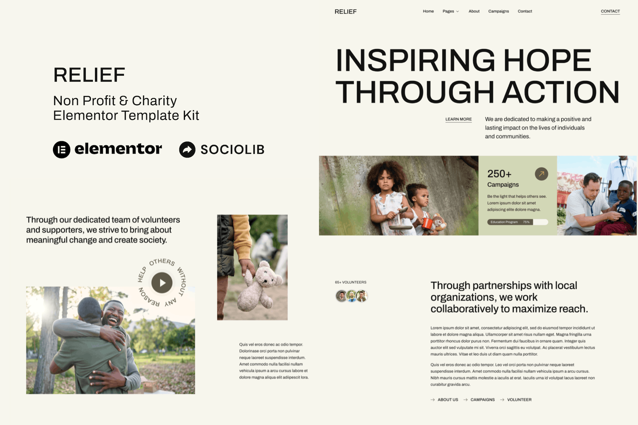 Relief - Non Profit & Charity Elementor Template Kit template kit cover image
