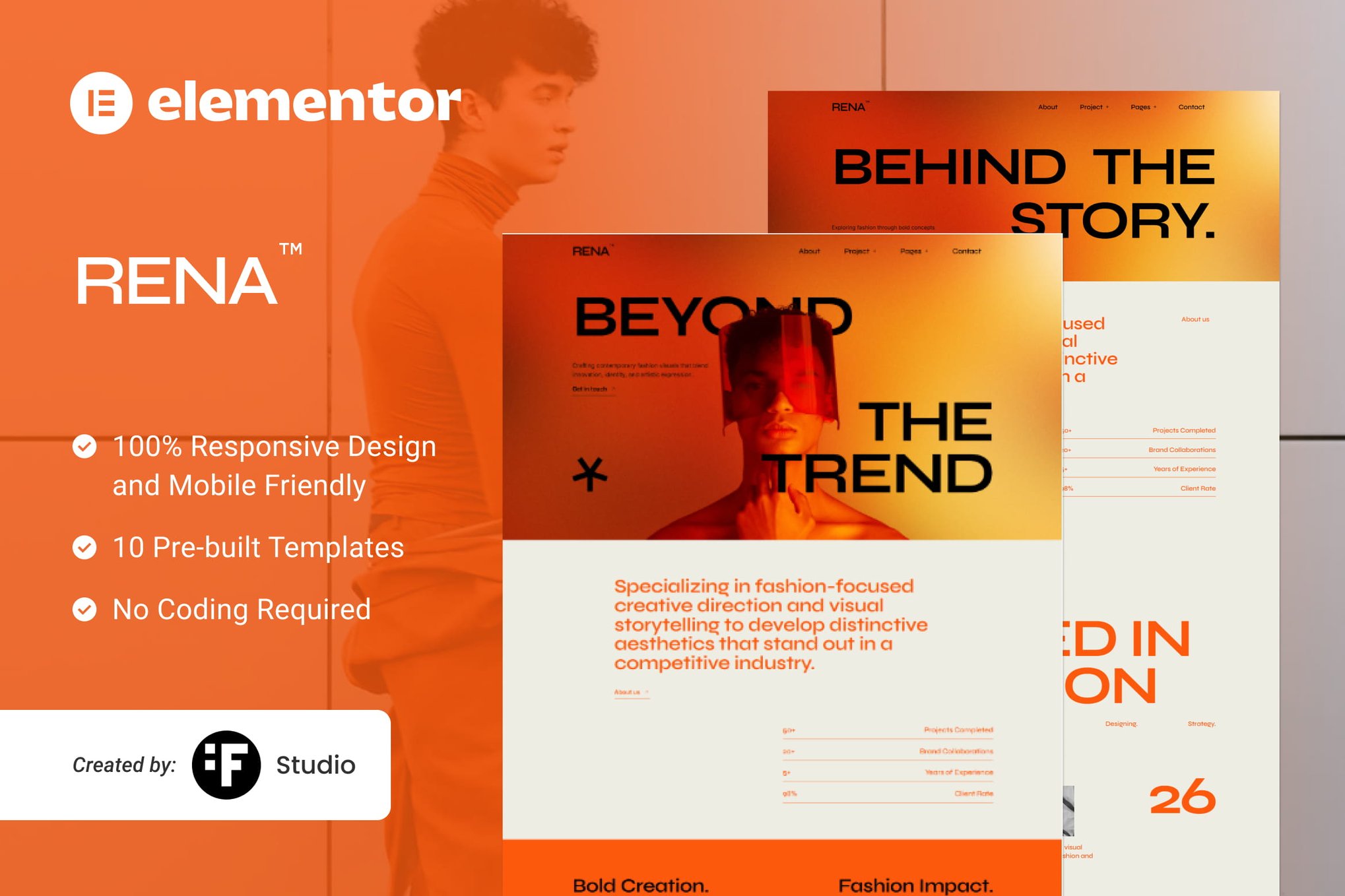 Rena - Fashion Stylish Portfolio Elementor Template Kit template kit cover image