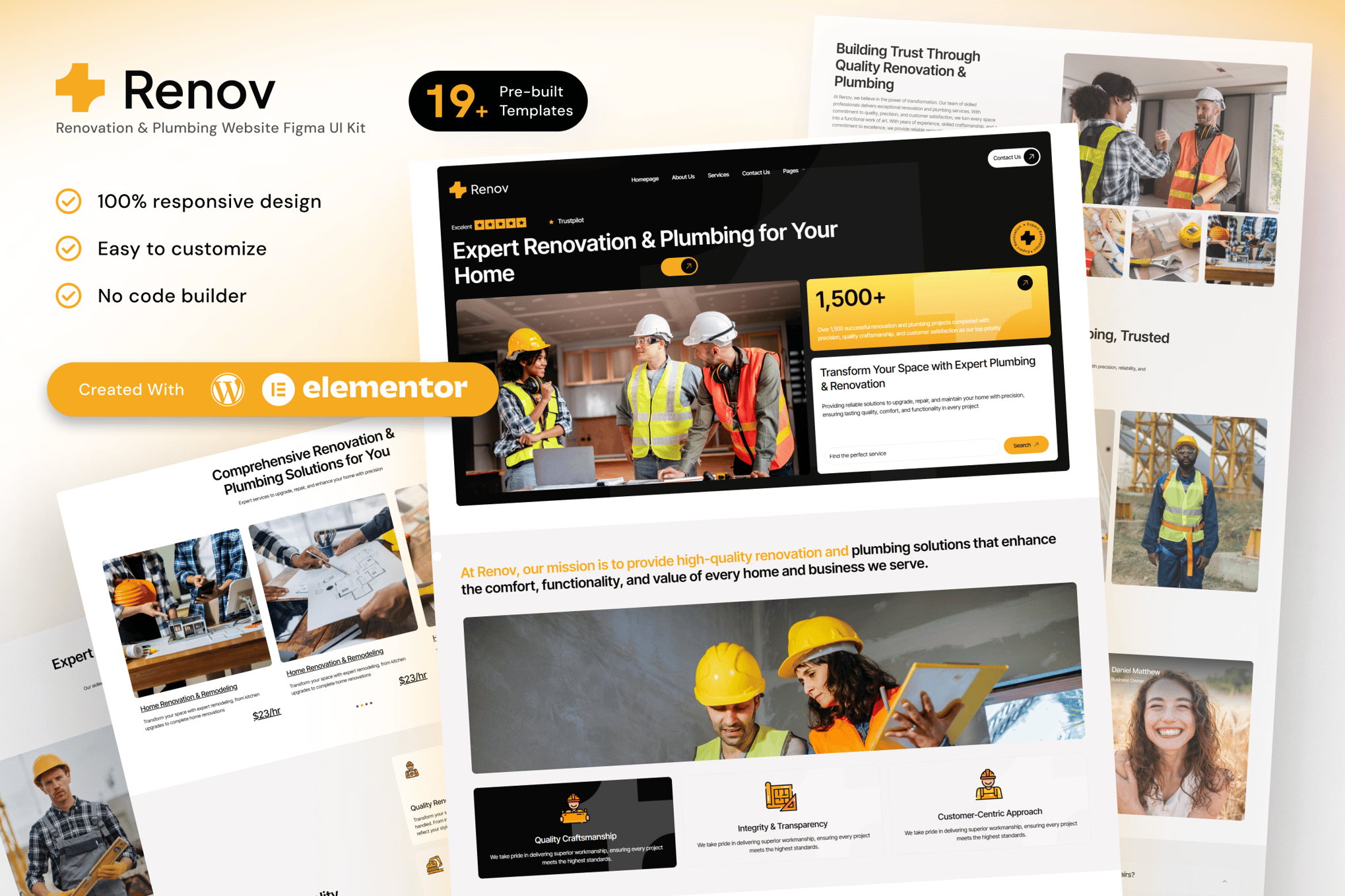 Renov - Renovation & Plumbing Elementor Template Kit template kit cover image