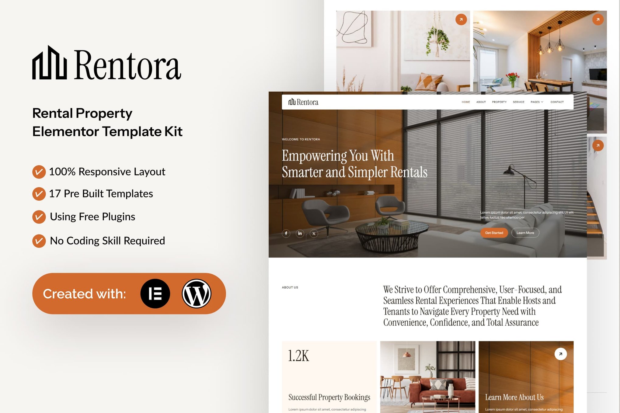 Rentora - Rental Property Elementor Template Kit template kit cover image