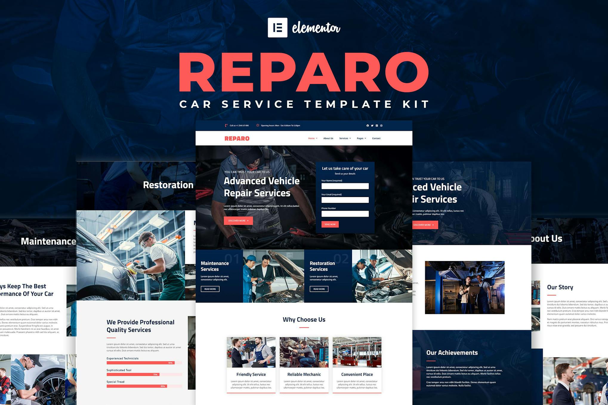 Reparo - Car Service Elementor Template Kit template kit cover image