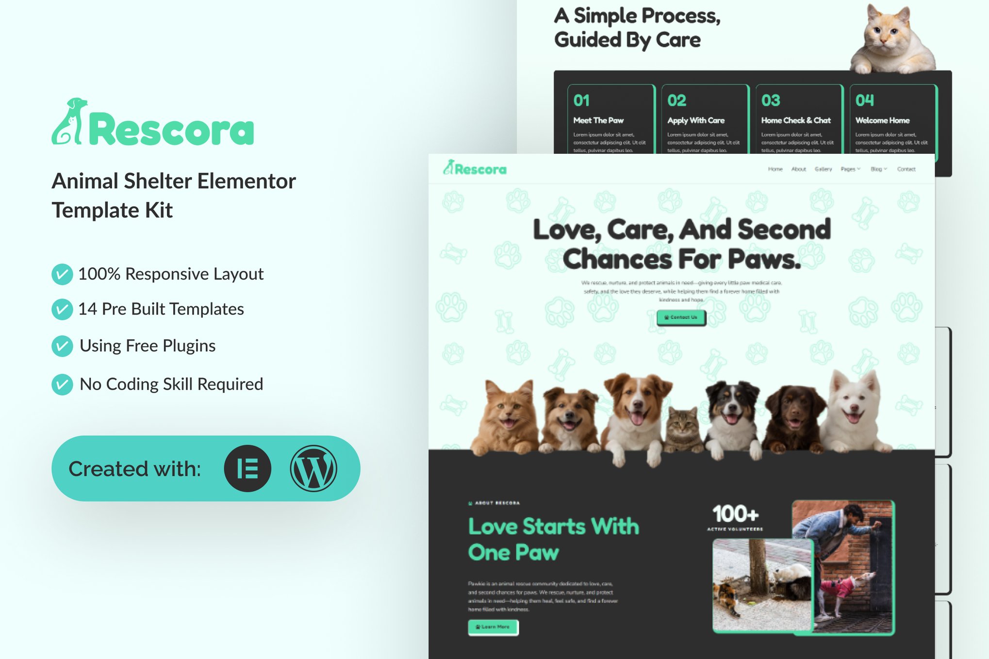 Rescora - Animal Shelter Elementor Template Kit template kit cover image