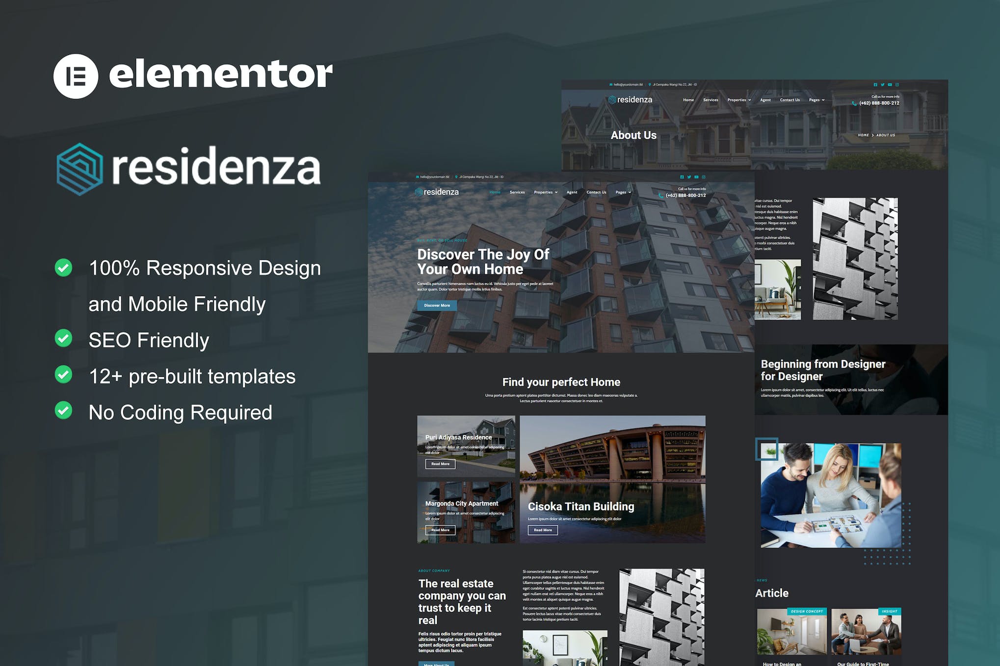 Residenza - Real Estate & Property Elementor Template Kit template kit cover image