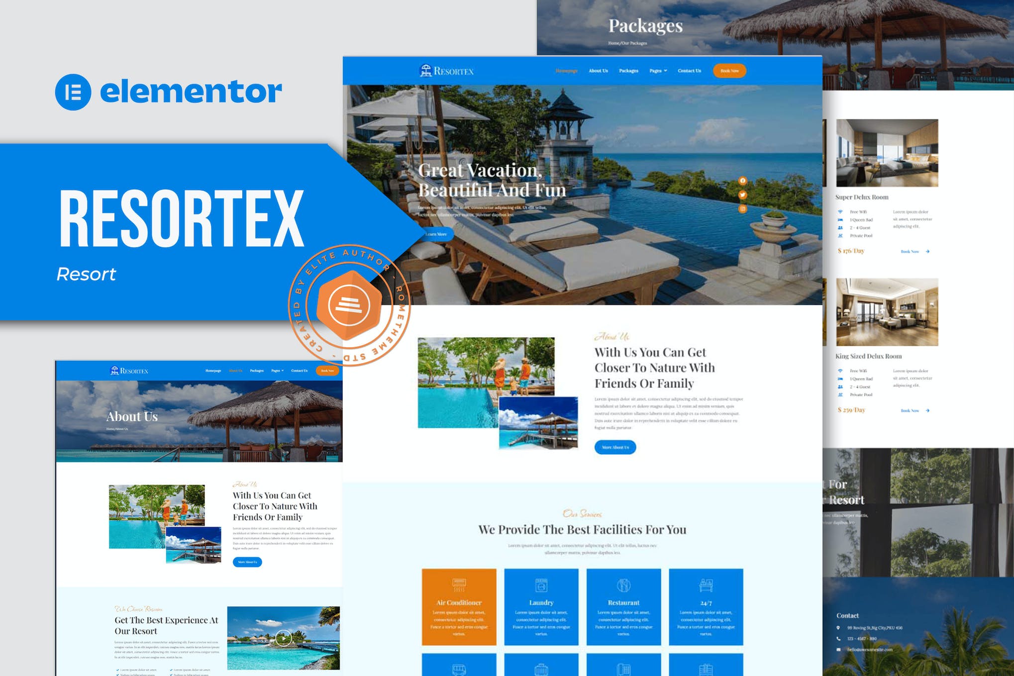 Resortex - Hotel & Resort Elementor Pro Template Kit template kit cover image