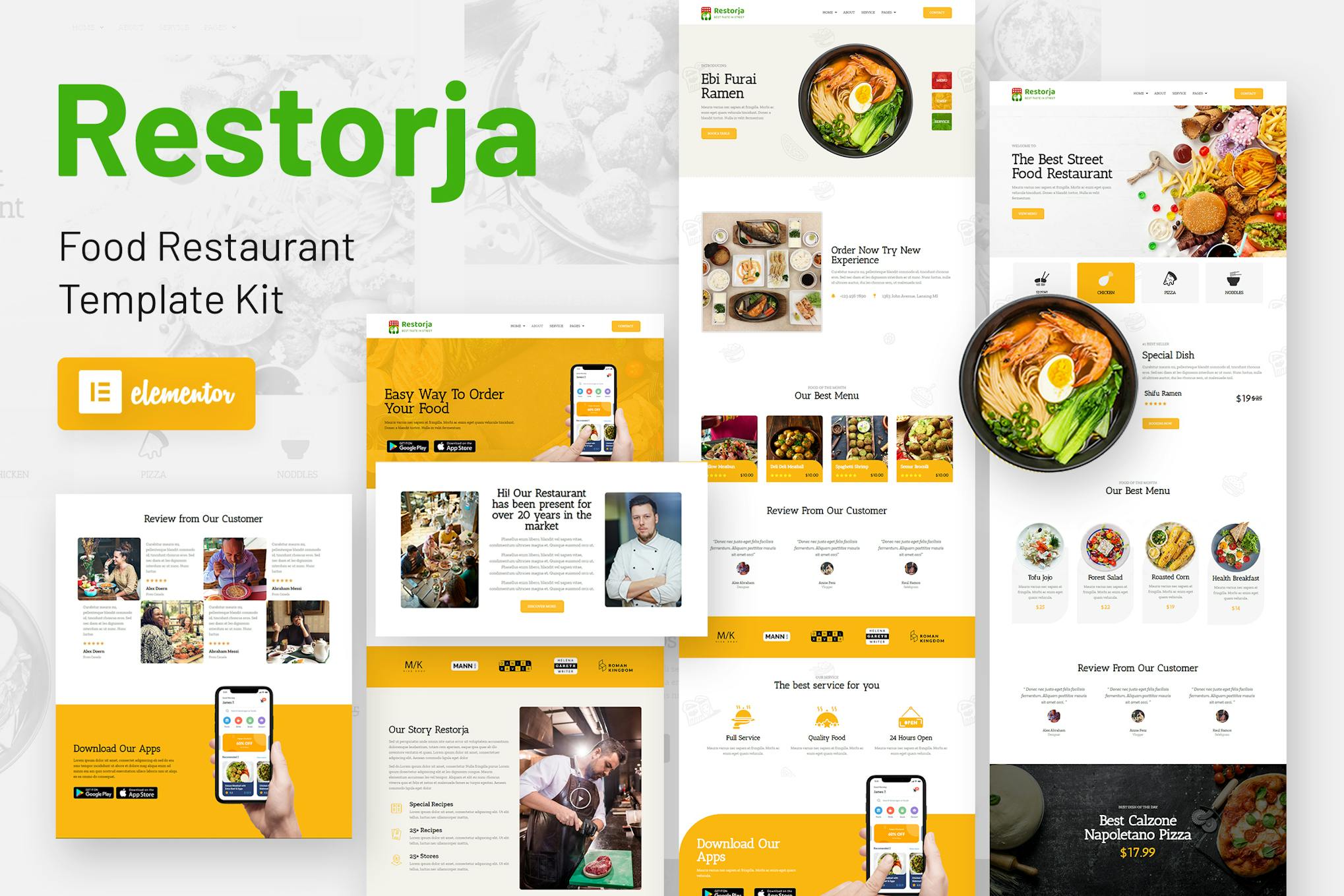 Restorja - Restaurant & Food Elementor Template Kit template kit cover image