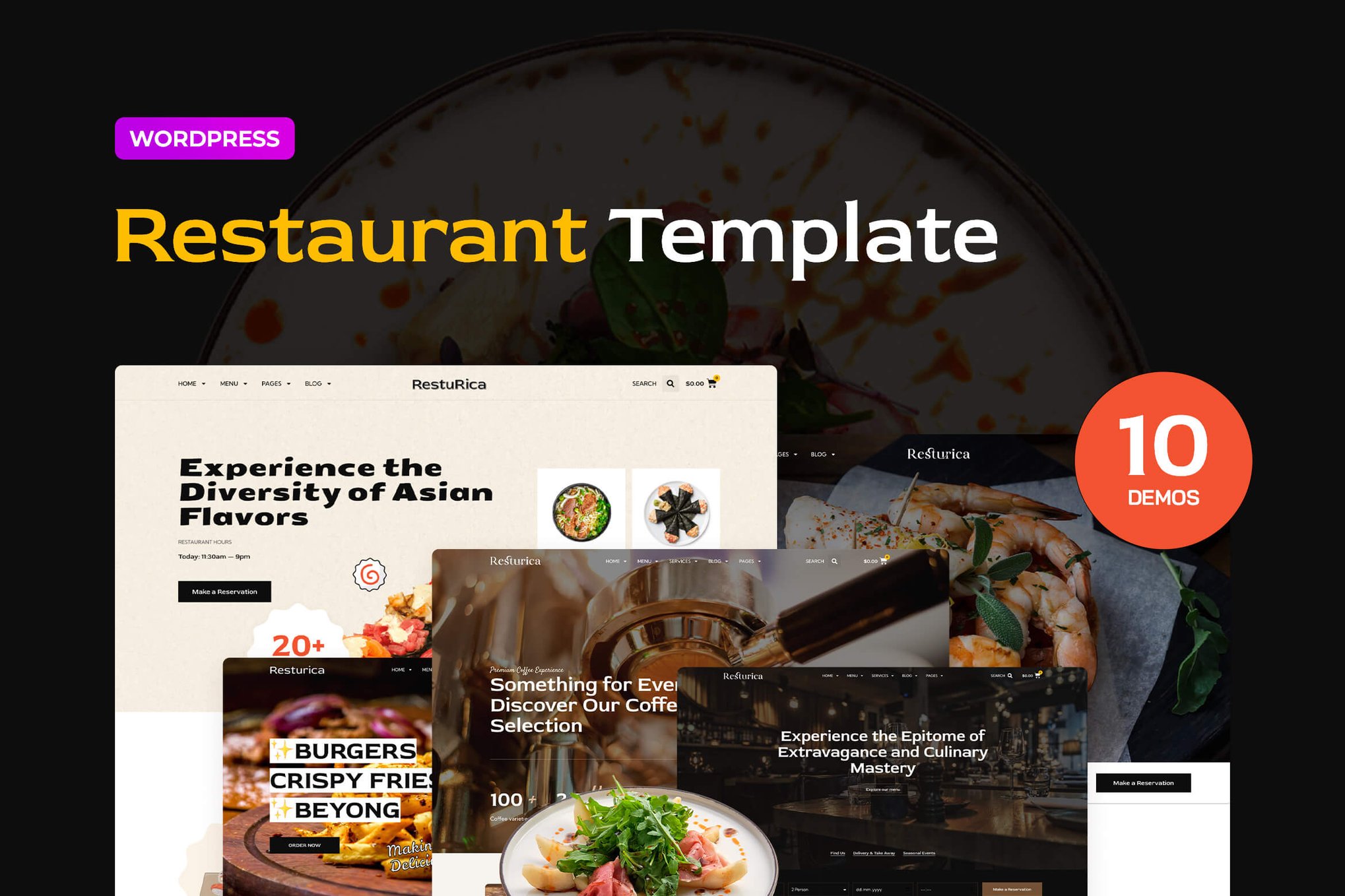Resturica – Food Industry Elementor Pro Template Kit template kit cover image