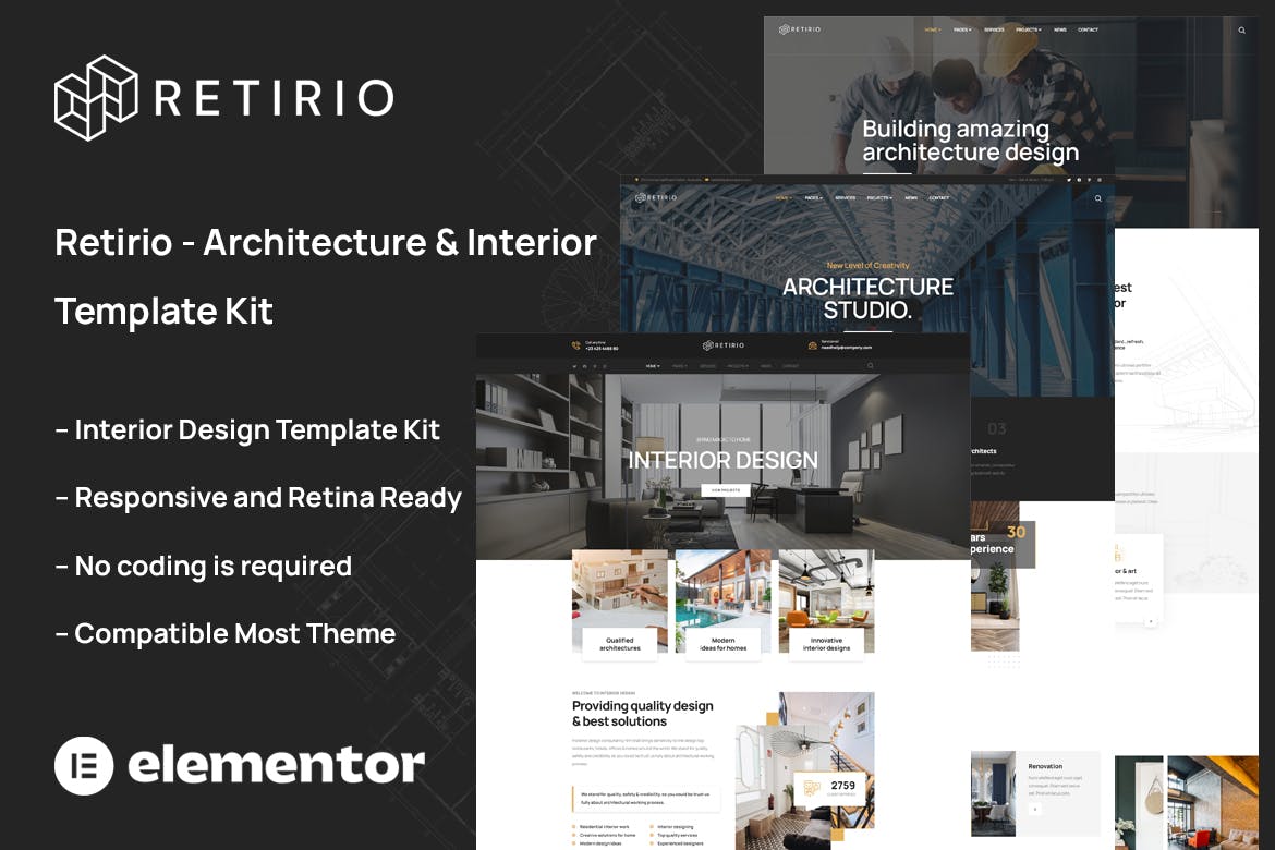 Retirio - Architecture & Interior Template Kit template kit cover image