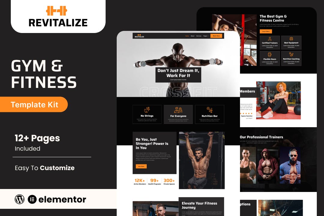 Revitalize - Fitness Gym Elementor Template Kit template kit cover image