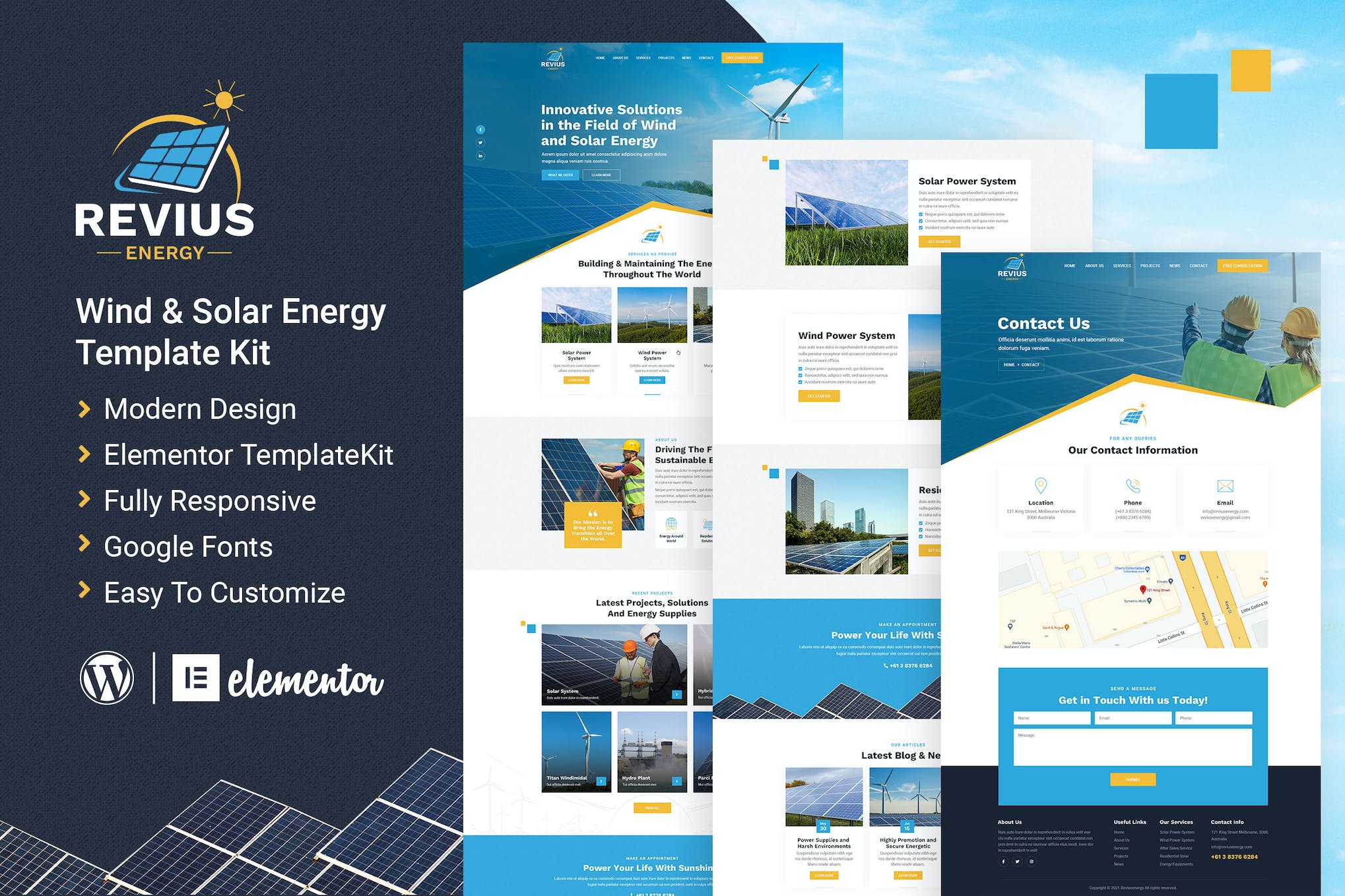 Revius Energy | Elementor Template Kit template kit cover image