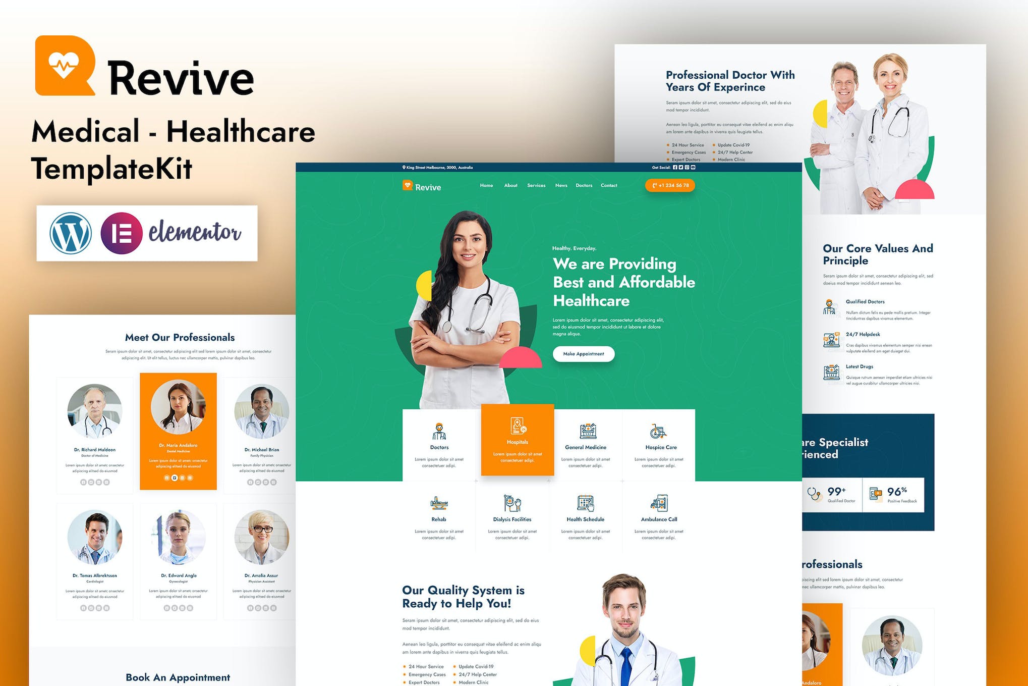 Revive - Medical Elementor Template Kit template kit cover image