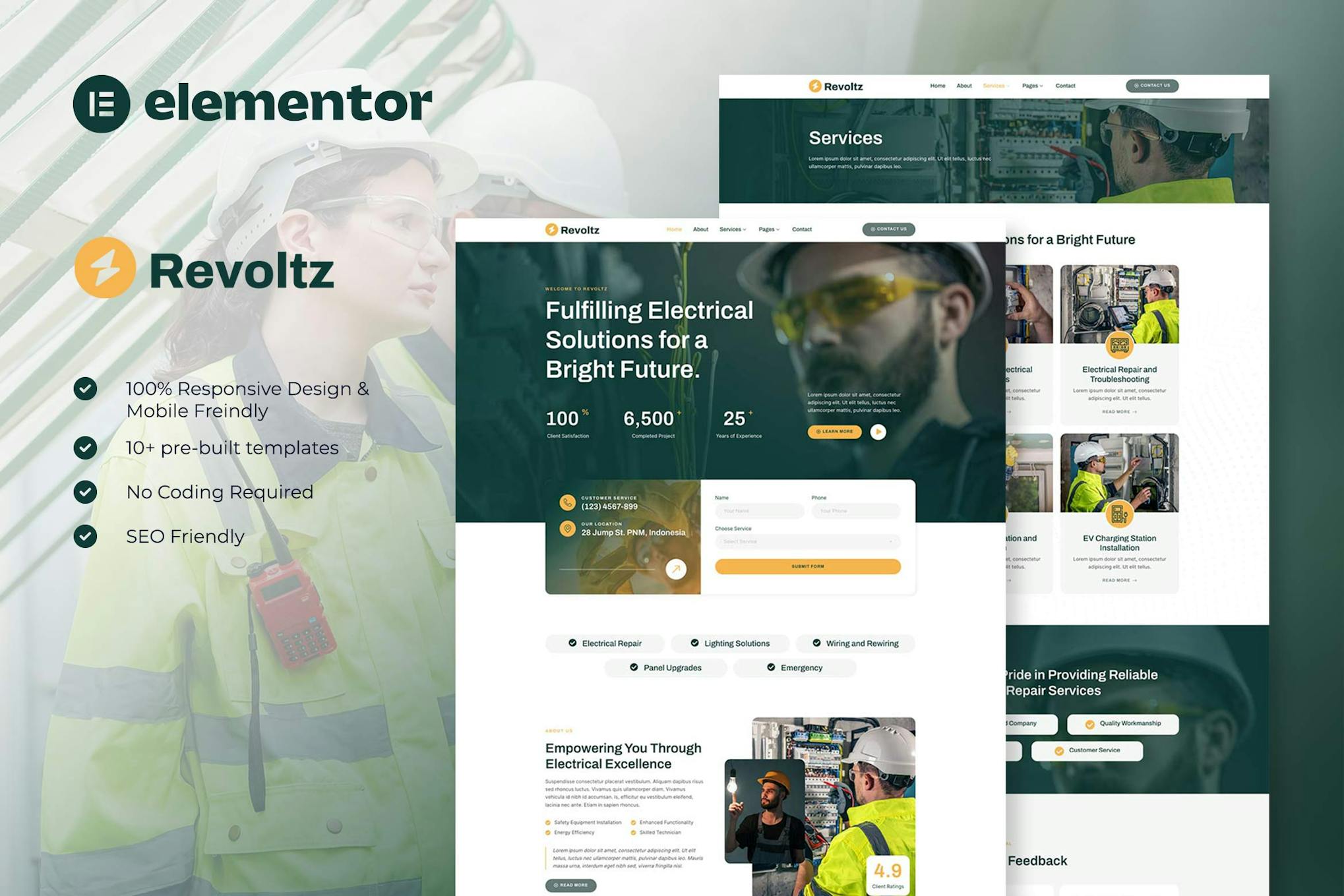Revoltz - Electrical Installation & Maintenance Elementor Template Kit template kit cover image