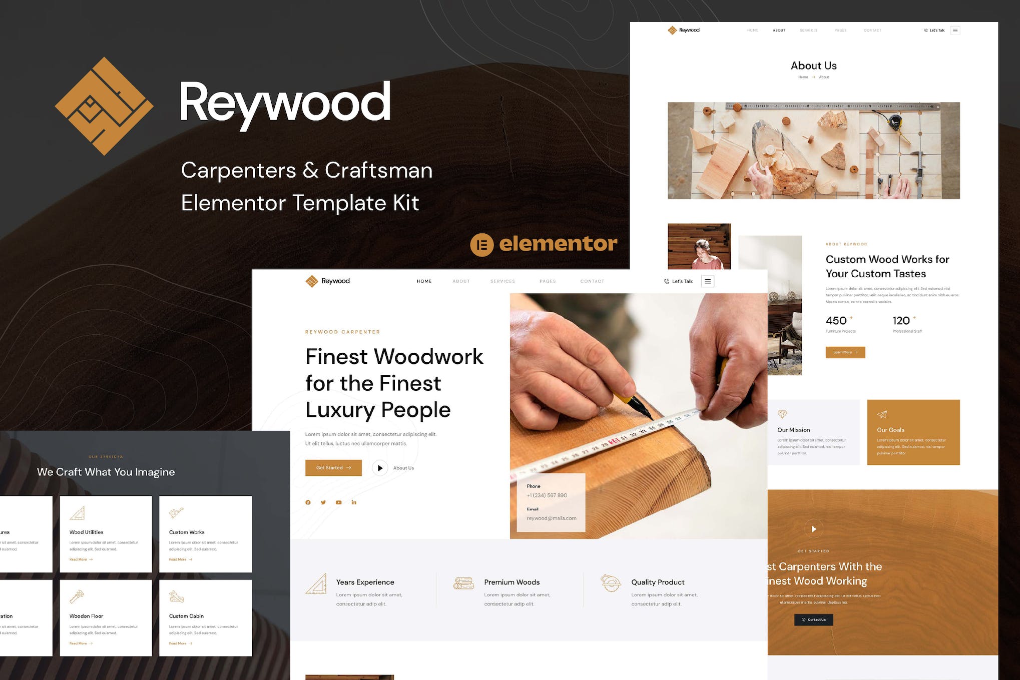 Reywood - Carpenter & Craftsman Elementor Template Kit template kit cover image