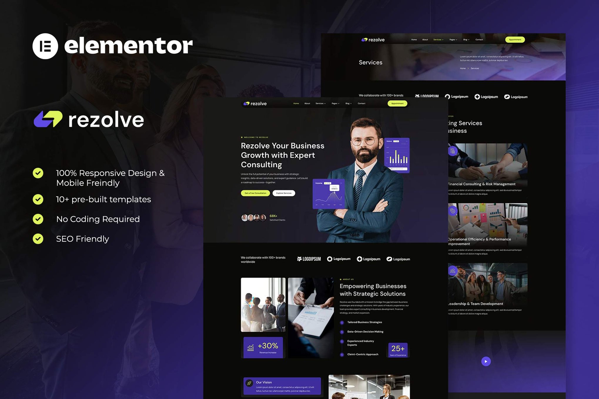 Rezolve - Business Consulting Elementor Template Kit template kit cover image