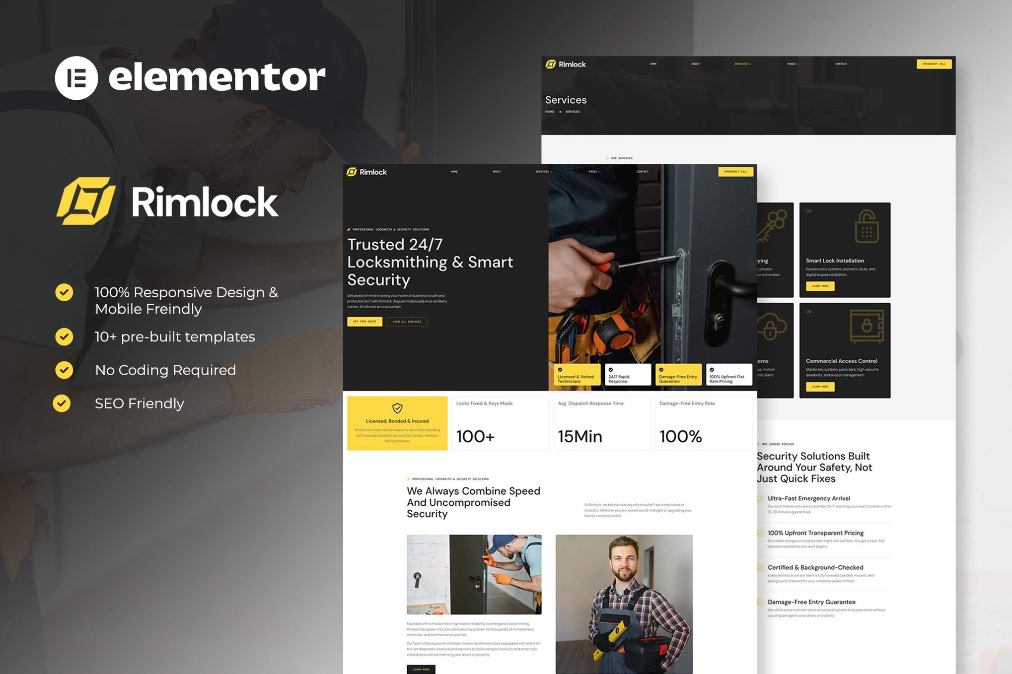Rimlock - Locksmith & Key Maker Service Elementor Template Kit template kit cover image