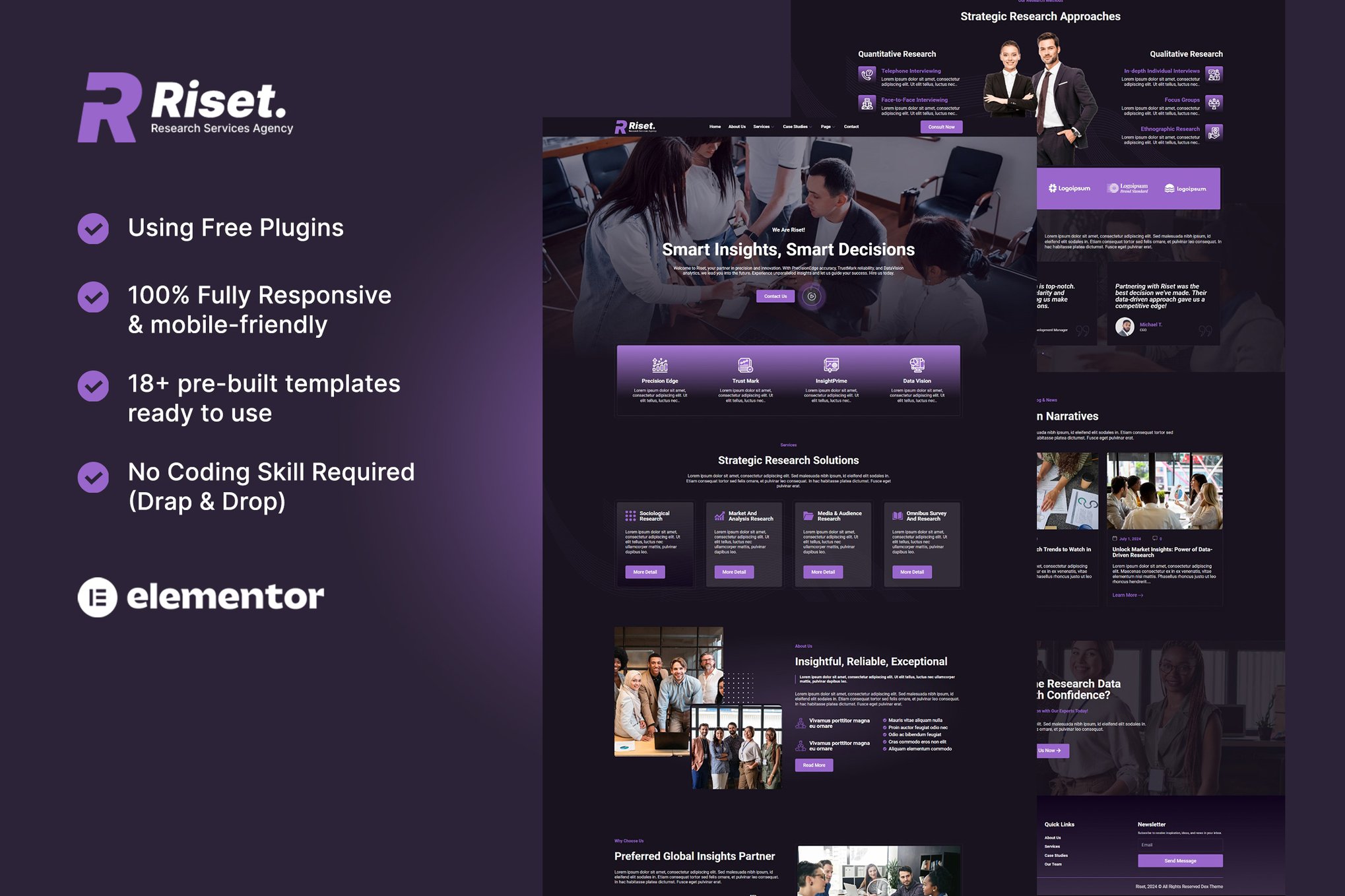 Riset - Research Services & Agency Elementor Template Kit template kit cover image