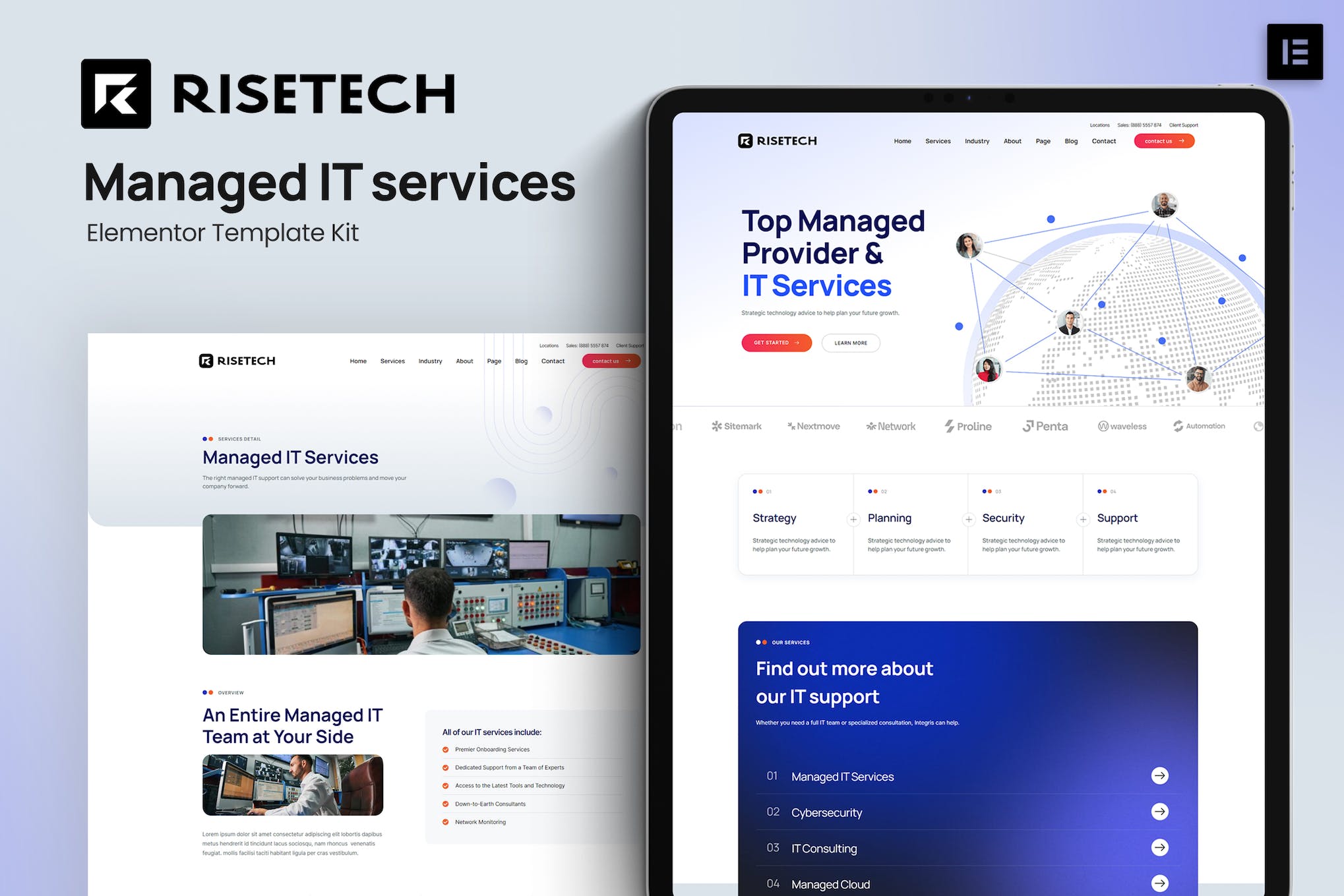 Risetech - Managed IT Services Elementor Template Kit template kit cover image