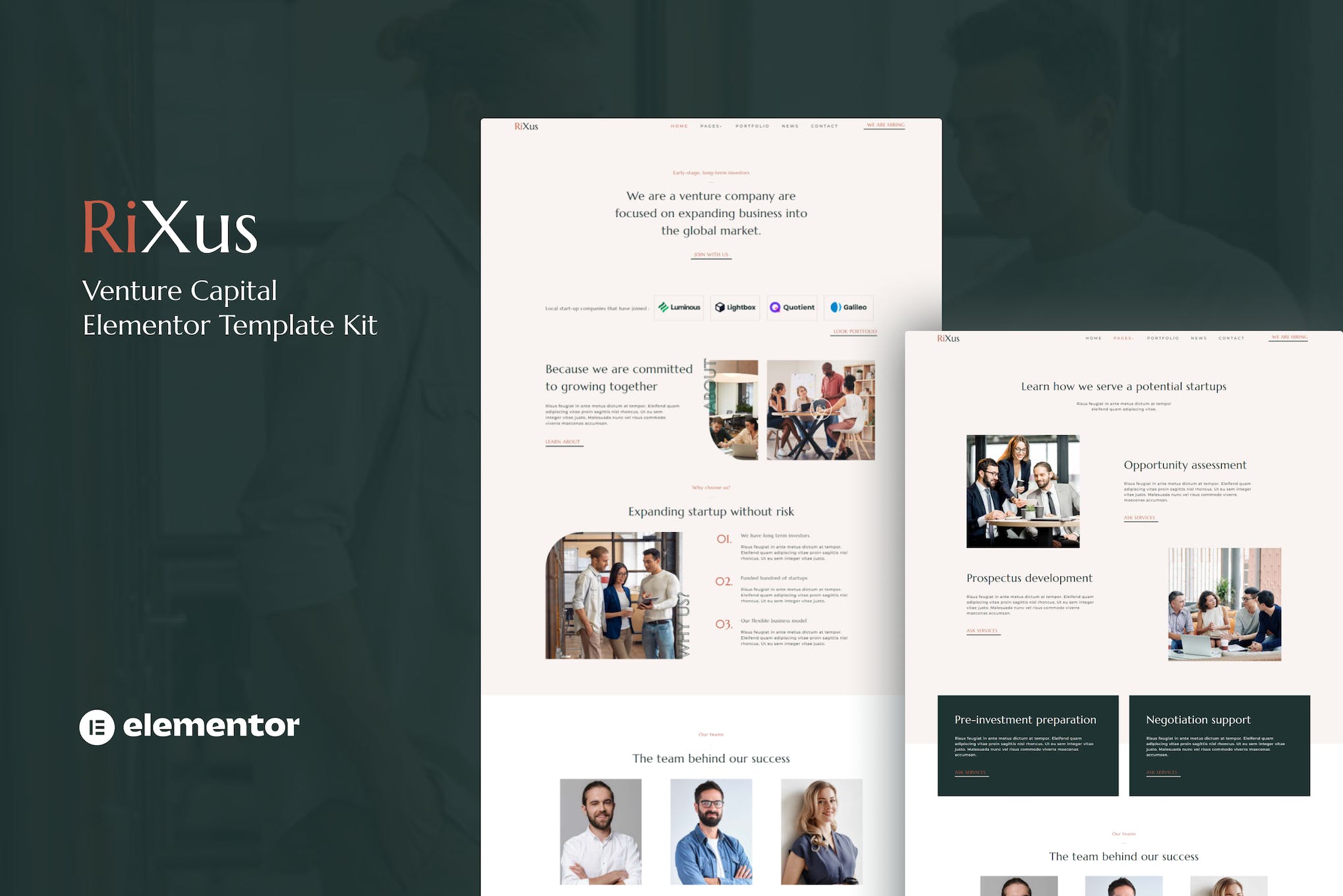 RiXus - Venture Capital Elementor Template Kit template kit cover image