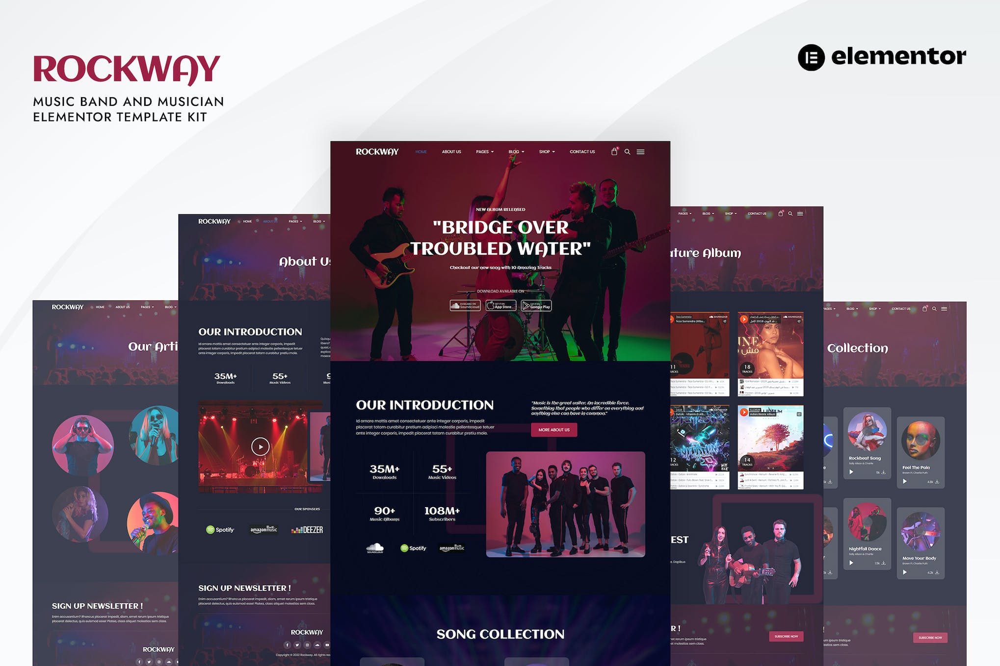 Rockway - Music Band & Musician Elementor Template Kit template kit cover image