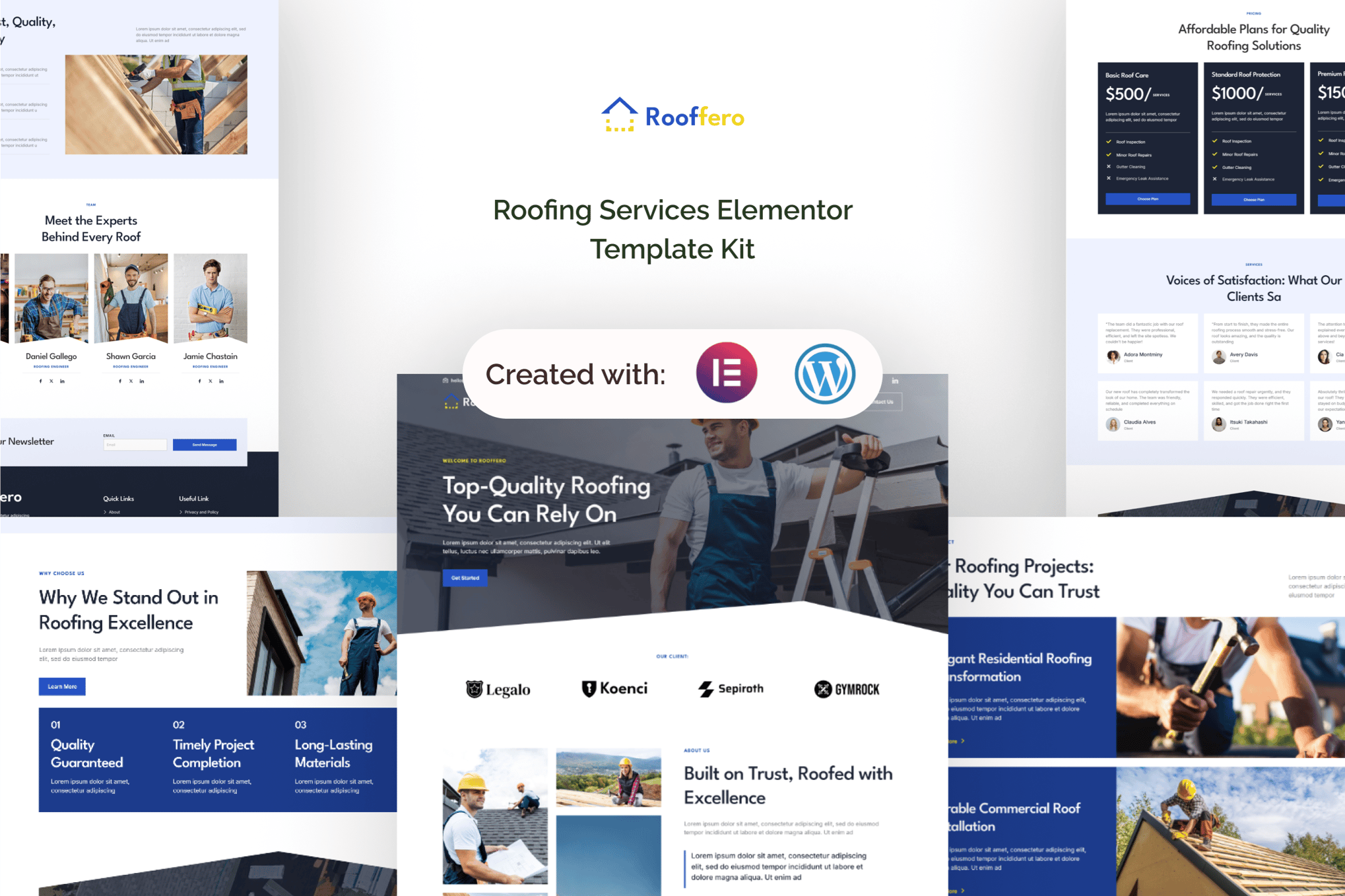 Rooffero - Roofing Services Elementor Template Kit template kit cover image