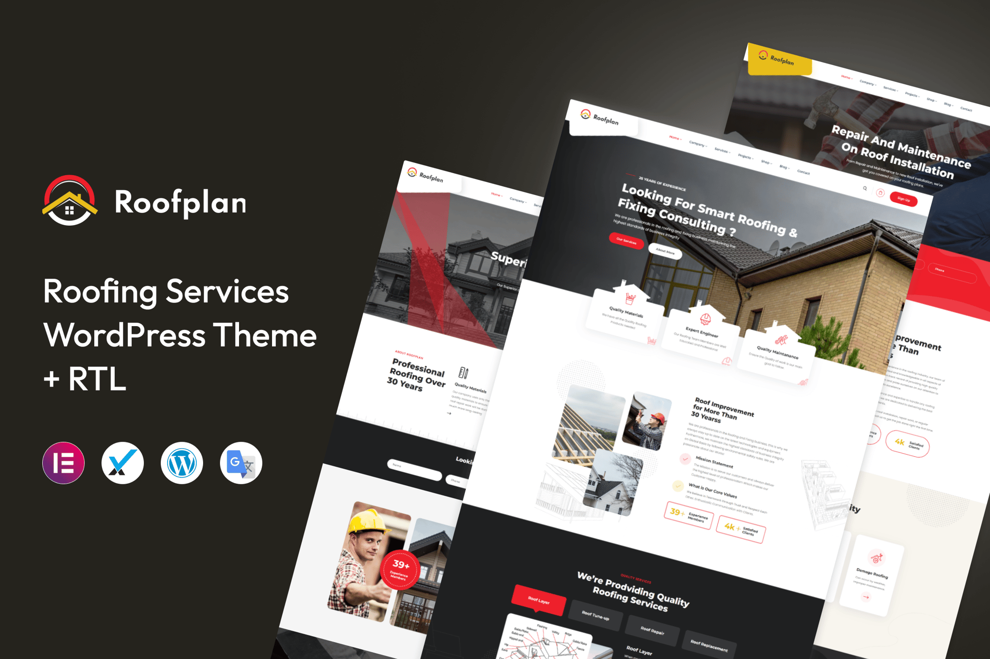 Roofplan - Roofing Services WordPress Theme theme cover image