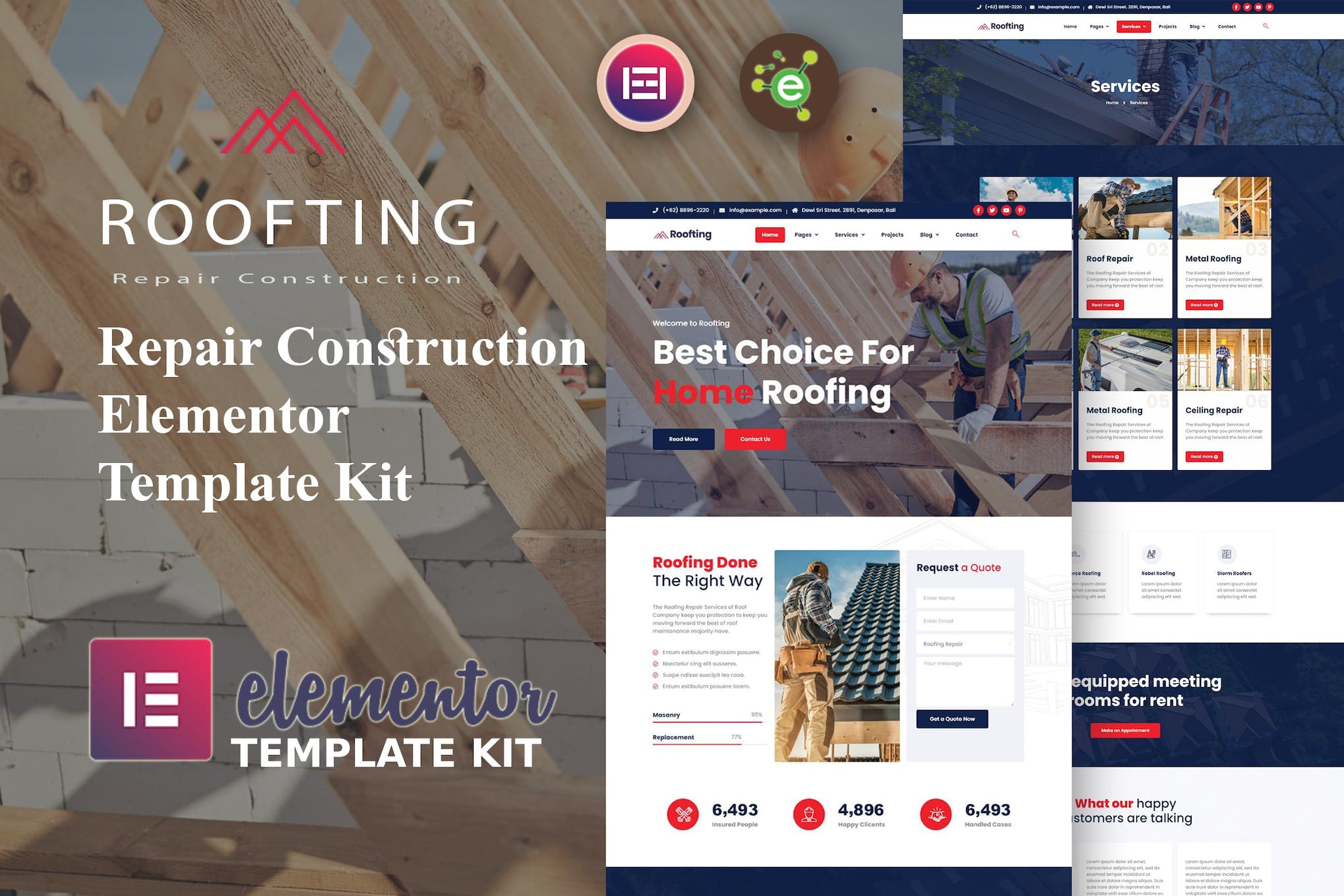 Roofting - Repair Construction Elementor Template Kit template kit cover image
