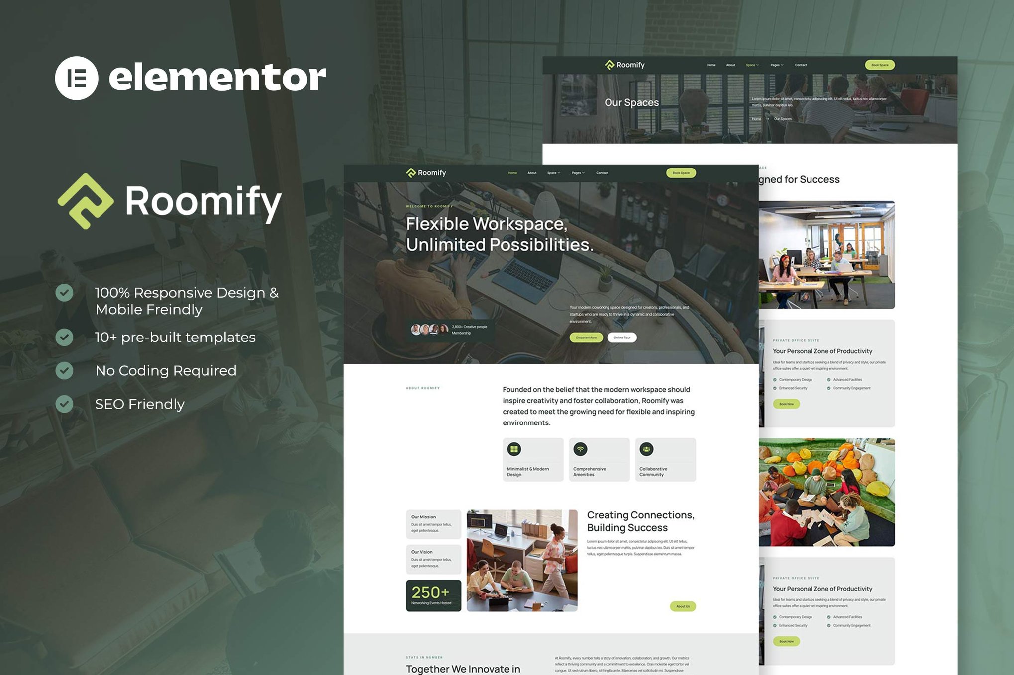 Roomify - Coworking Creative Space Elementor Template Kit template kit cover image