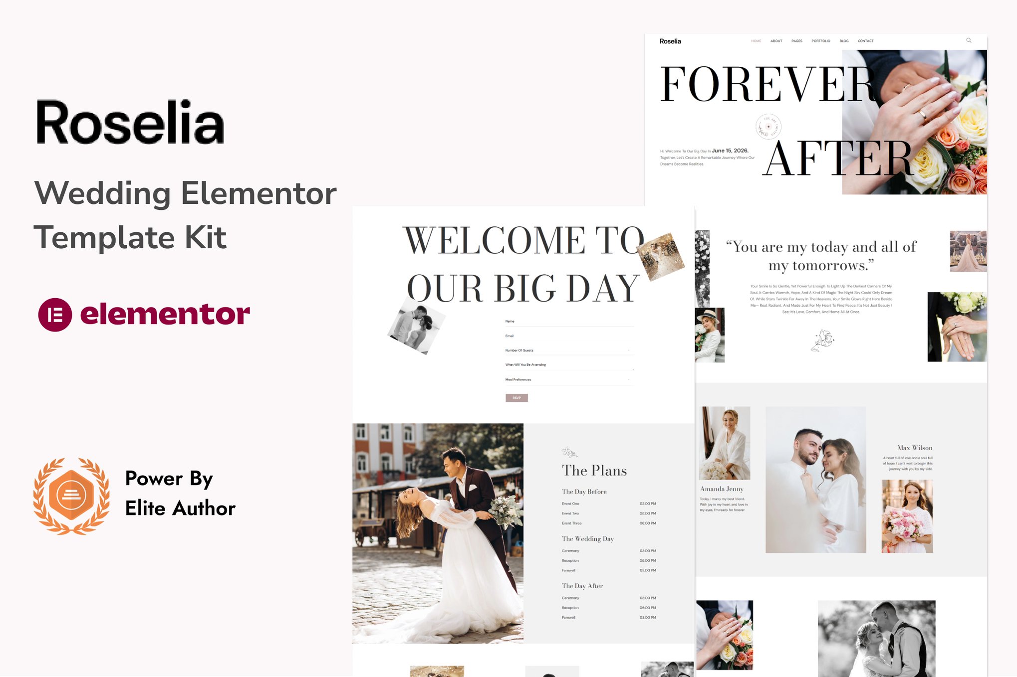 Roselia – Wedding Elementor Template Kit template kit cover image