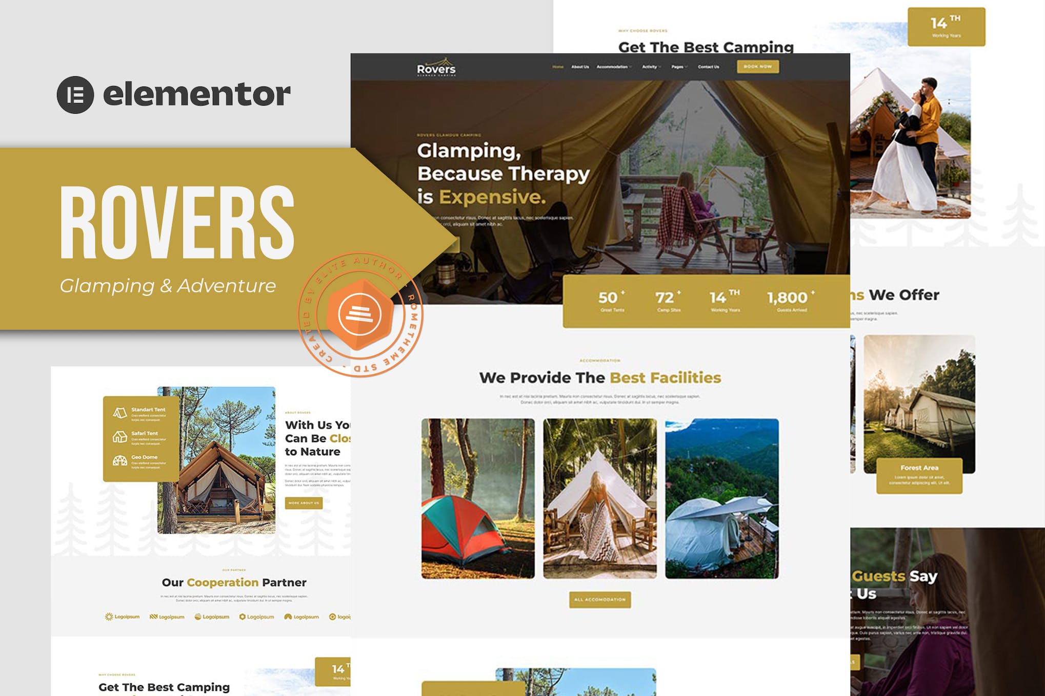Rovers - Glamour Camping & Adventure Elementor Template Kit template kit cover image