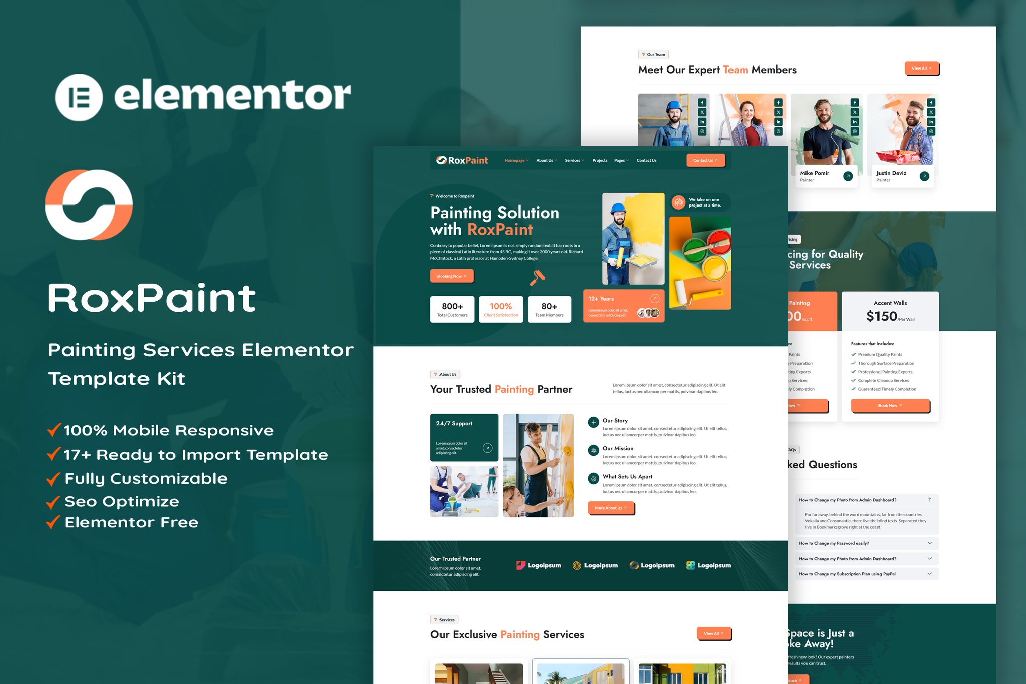 RoxPaint - Painting Services Elementor Template Kit template kit cover image