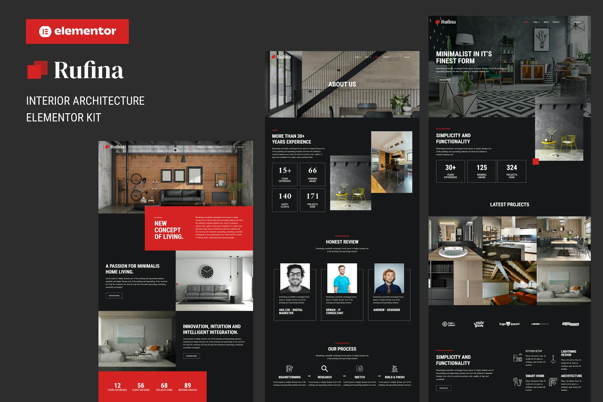 Rufina - Interior Architecture Elementor Template Kit template kit cover image