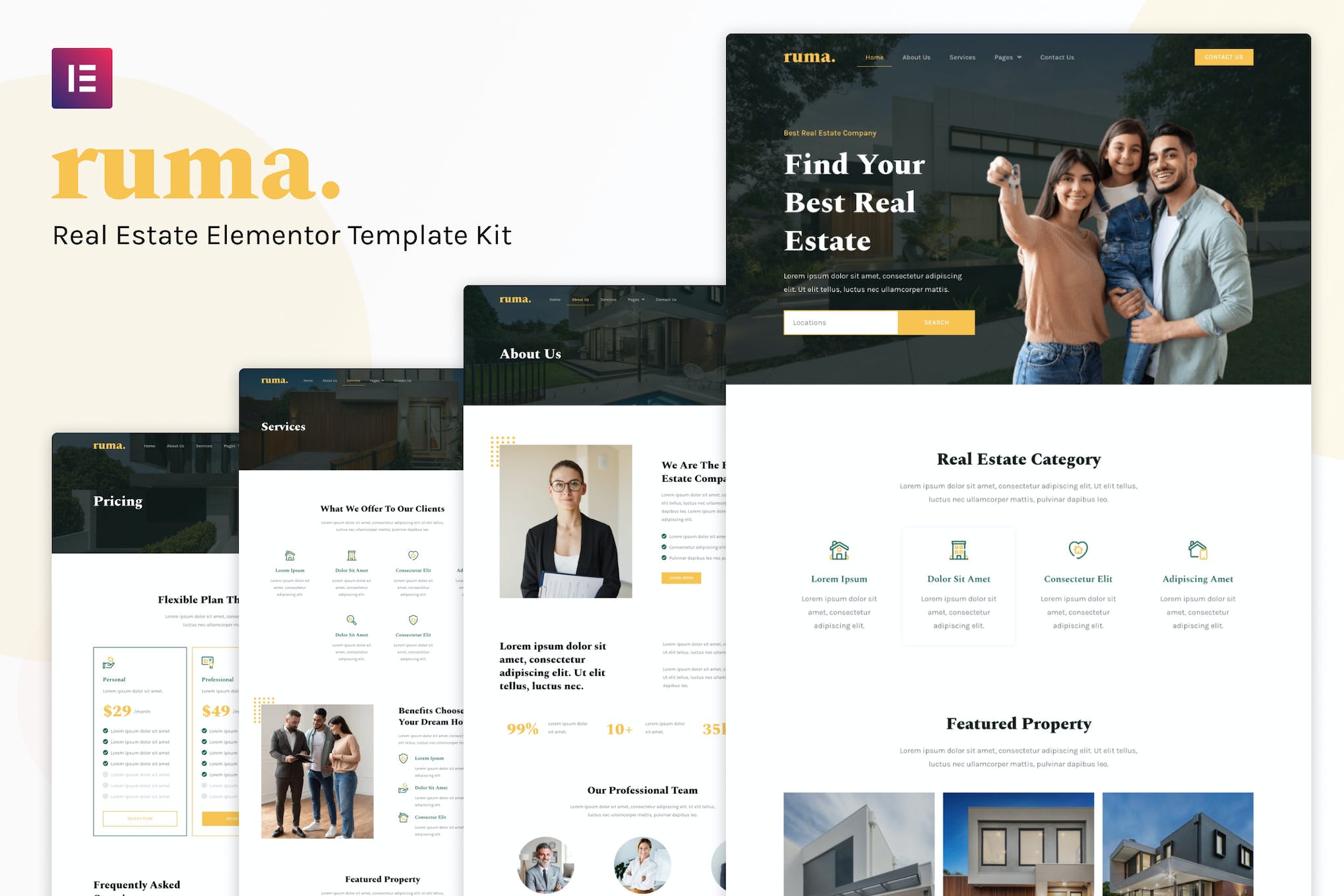 Ruma - Real Estate Elementor Template Kit template kit cover image