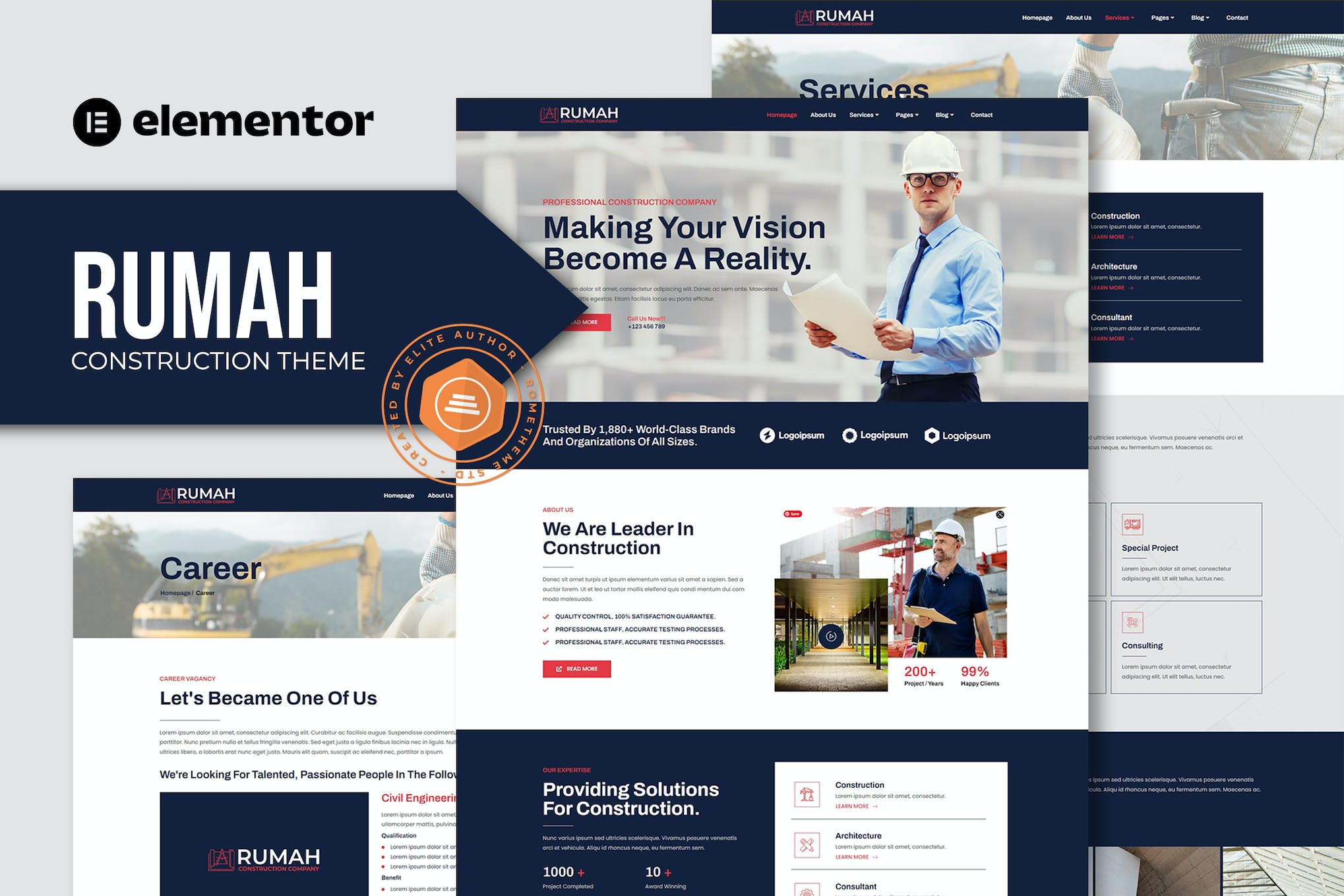 Rumah - Construction Theme Elementor Template Kit template kit cover image
