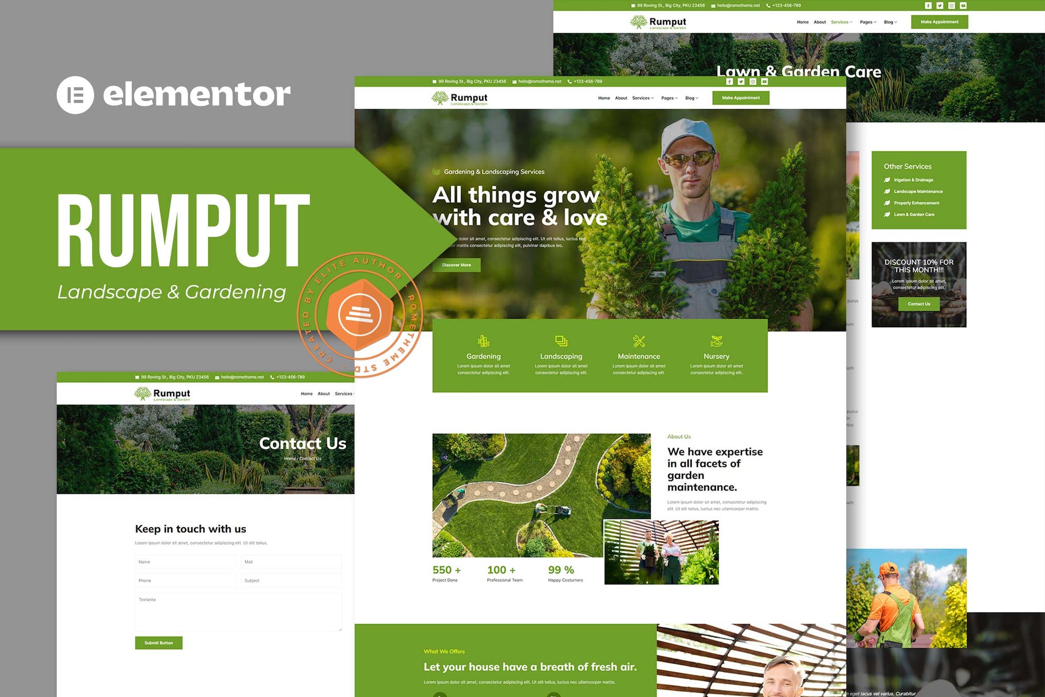 Rumput - Landscape & Gardening Services Elementor Template Kit template kit cover image