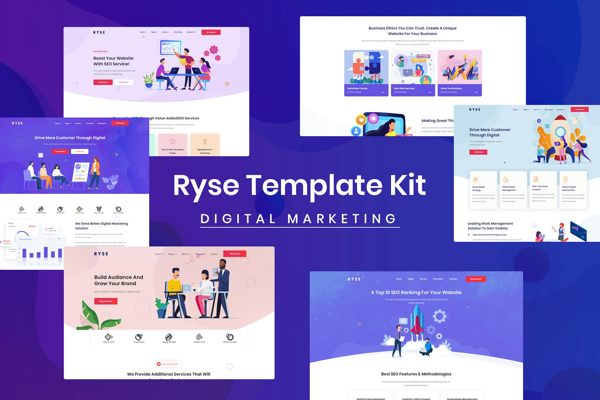 Ryse - SEO & Digital Marketing Elementor Template Kit template kit cover image
